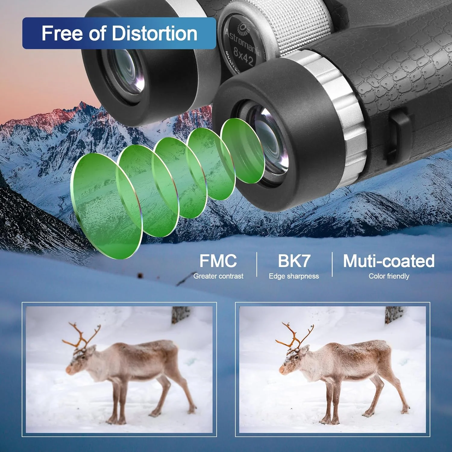 دوربین دوچشمی فشرده 8x42 Astromania - منشور BK7 - مناسب برای هدیه به کودکان و بزرگسالان، تماشای پرندگان، شکار، بازی های ورزشی، کنسرت ها و تئاتر