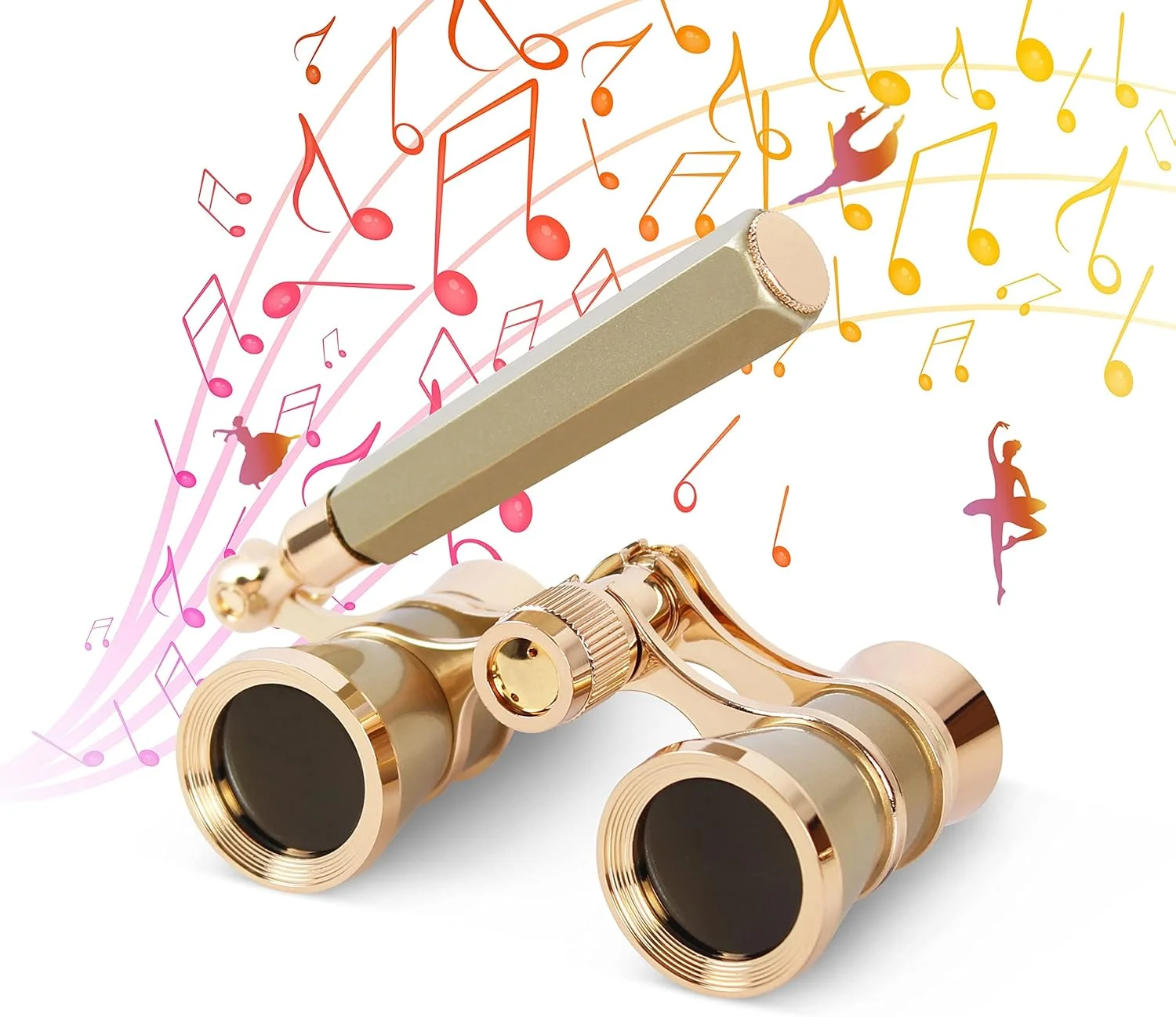 دوربین تئاتر Aomekie، 3X25، دوربین مینیاتوری جمع و جور با دسته برای بزرگسالان، کودکان و بانوان در کنسرت های موسیقی (طلایی)