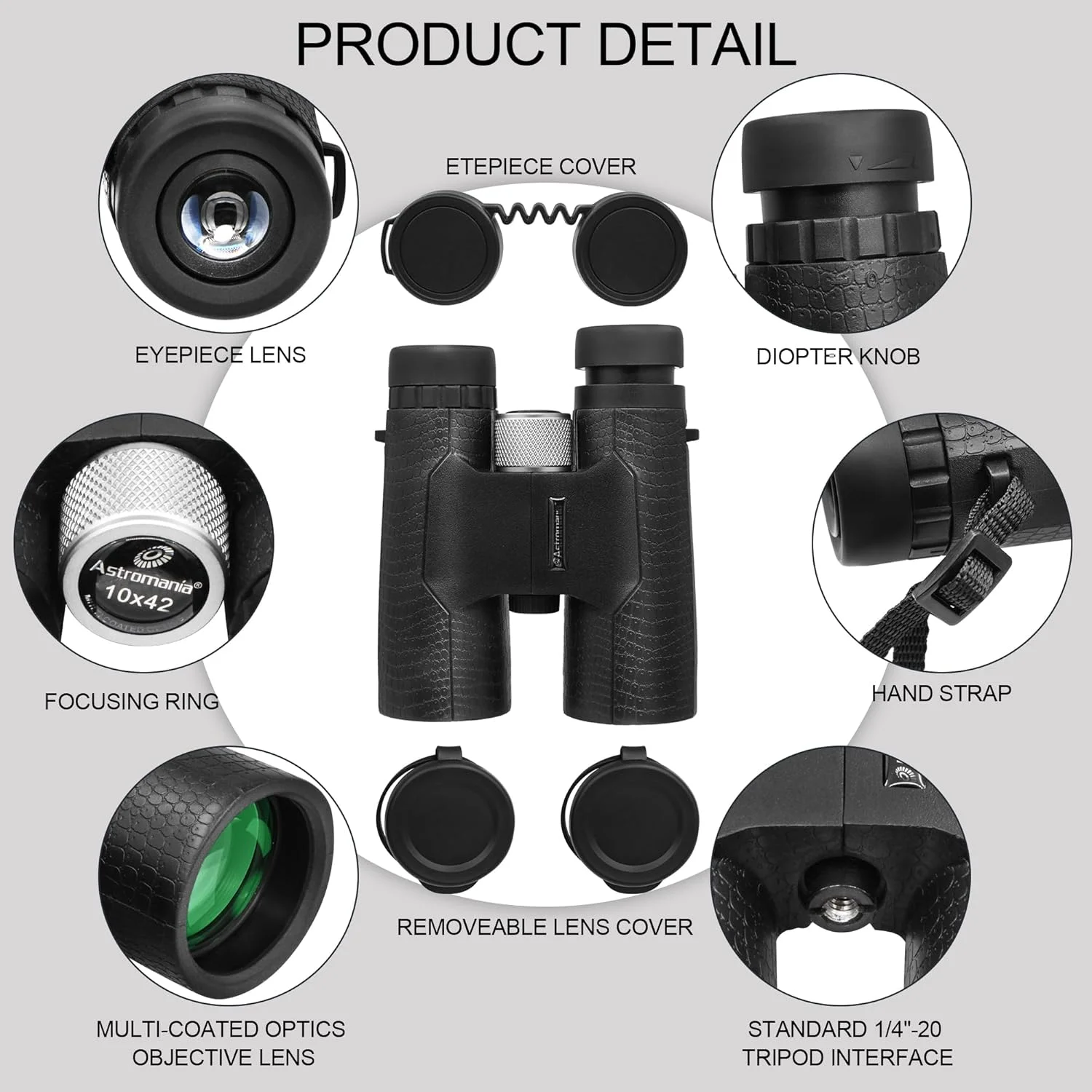دوربین دوچشمی فشرده 10x42 Astromania - منشور BK7 - هدیه برای بزرگسالان و کودکان، برای کنسرت و تئاتر، تماشای پرندگان، شکار و بازی های ورزشی
