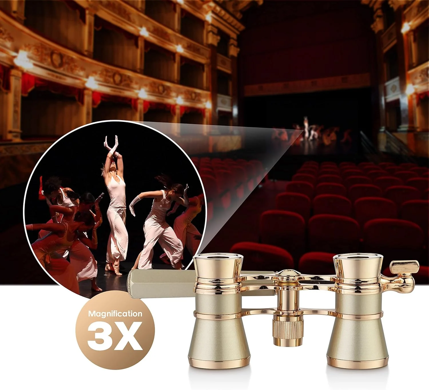 دوربین تئاتر Aomekie، 3X25، دوربین مینیاتوری جمع و جور با دسته برای بزرگسالان، کودکان و بانوان در کنسرت های موسیقی (طلایی) دوربین تئاتر Aomekie، 3X25، دوربین مینیاتوری جمع و جور با دسته برای بزرگسالان، کودکان و بانوان در کنسرت های موسیقی (طلایی)