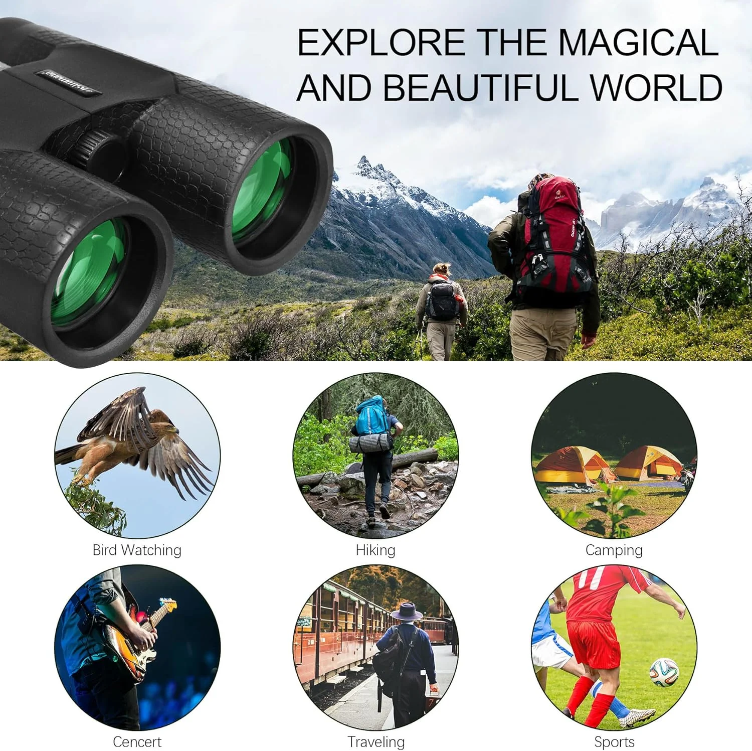 دوربین دوچشمی فشرده 10x42 Astromania - منشور BK7 - هدیه برای بزرگسالان و کودکان، برای کنسرت و تئاتر، تماشای پرندگان، شکار و بازی های ورزشی