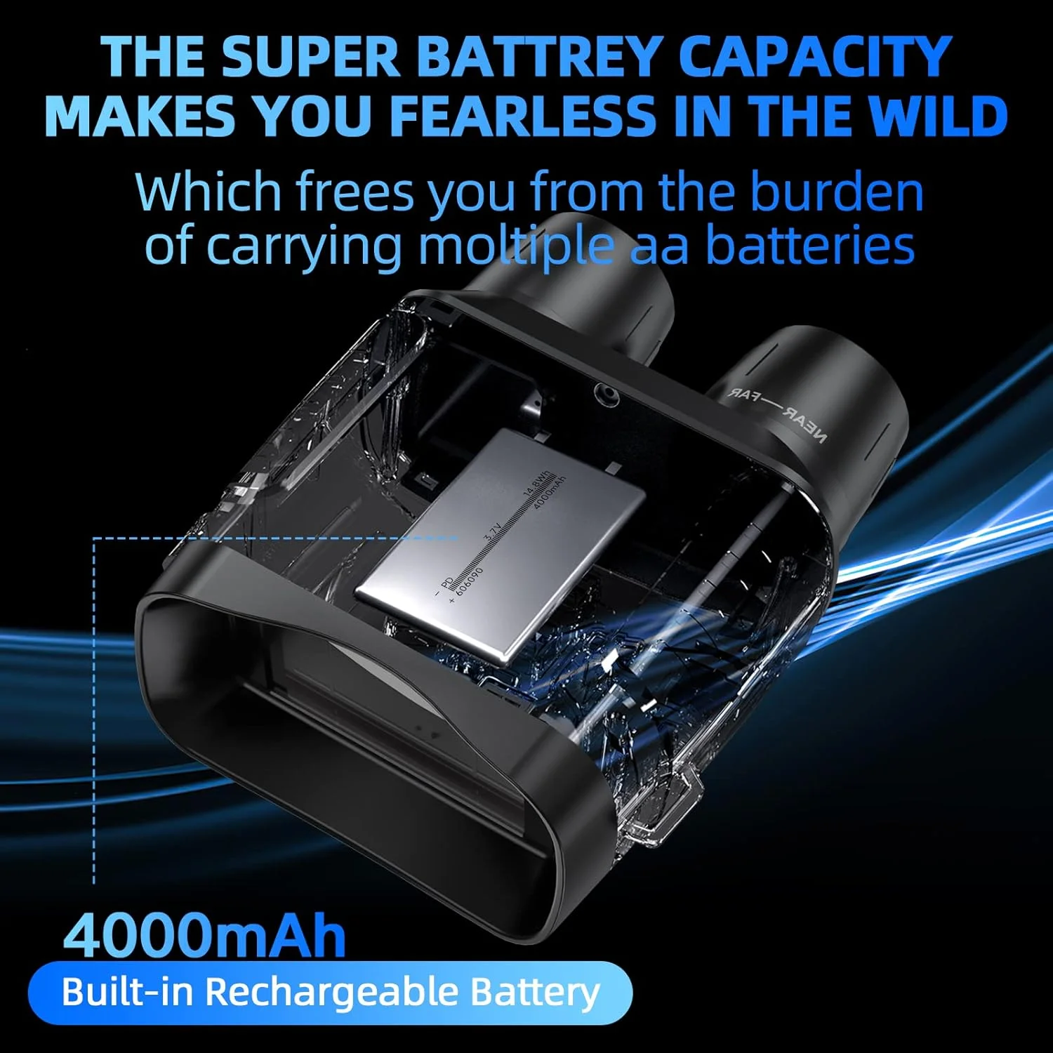 دوربین دید در شب - دوربین دوچشمی دید در شب 4K برای بزرگسالان، دوربین دوچشمی با صفحه نمایش بزرگ 3 اینچی با قابلیت ذخیره عکس و فیلم به همراه کارت حافظه 32 گیگابایتی و باتری لیتیومی قابل شارژ