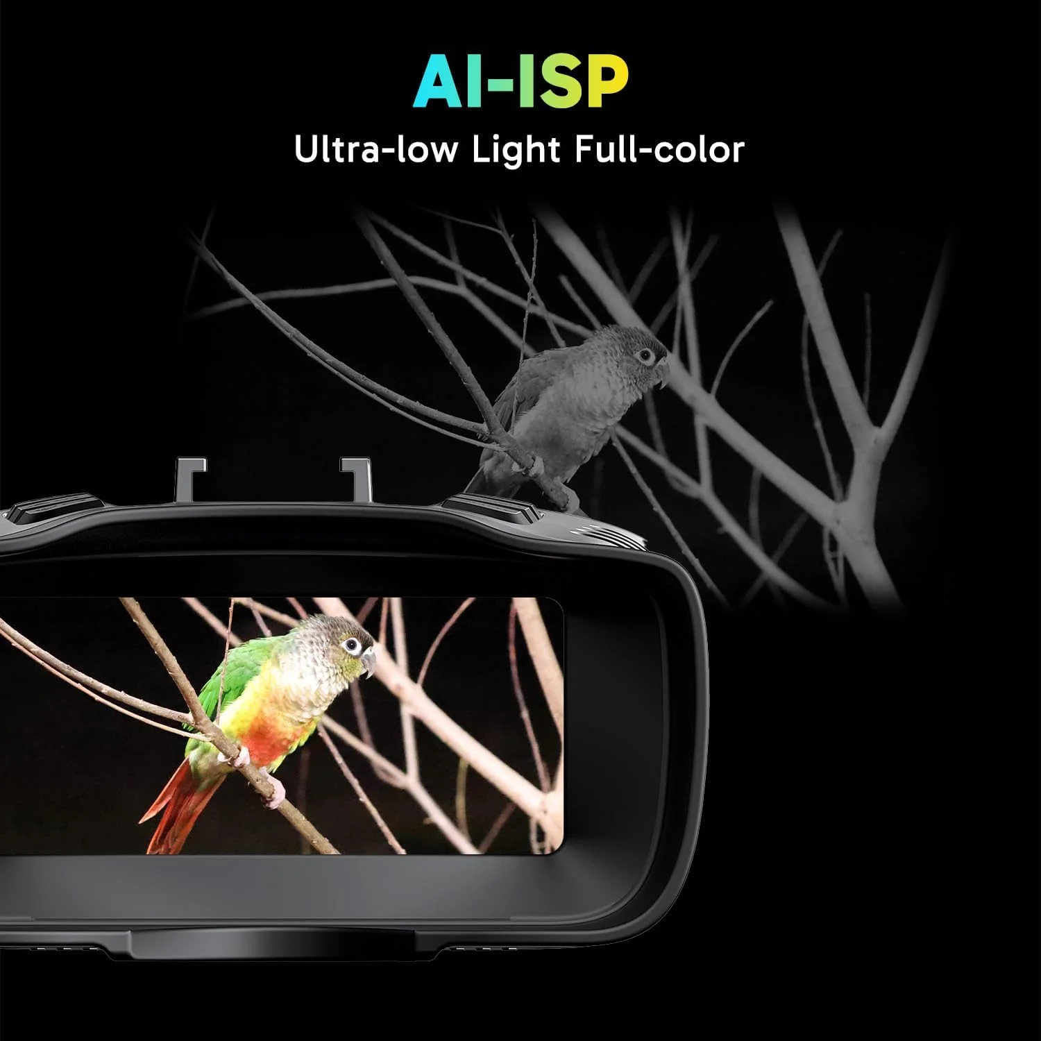 دوربین دید در شب آکاسو Seemor-200 - دوربین دوچشمی دید در شب 4K تمام رنگی برای بزرگسالان، قابلیت ذخیره عکس و فیلم با برنامه، برد دید 3280FT با AI-ISP، زوم دیجیتال 16 برابر برای کمپینگ، شکار و امنیت