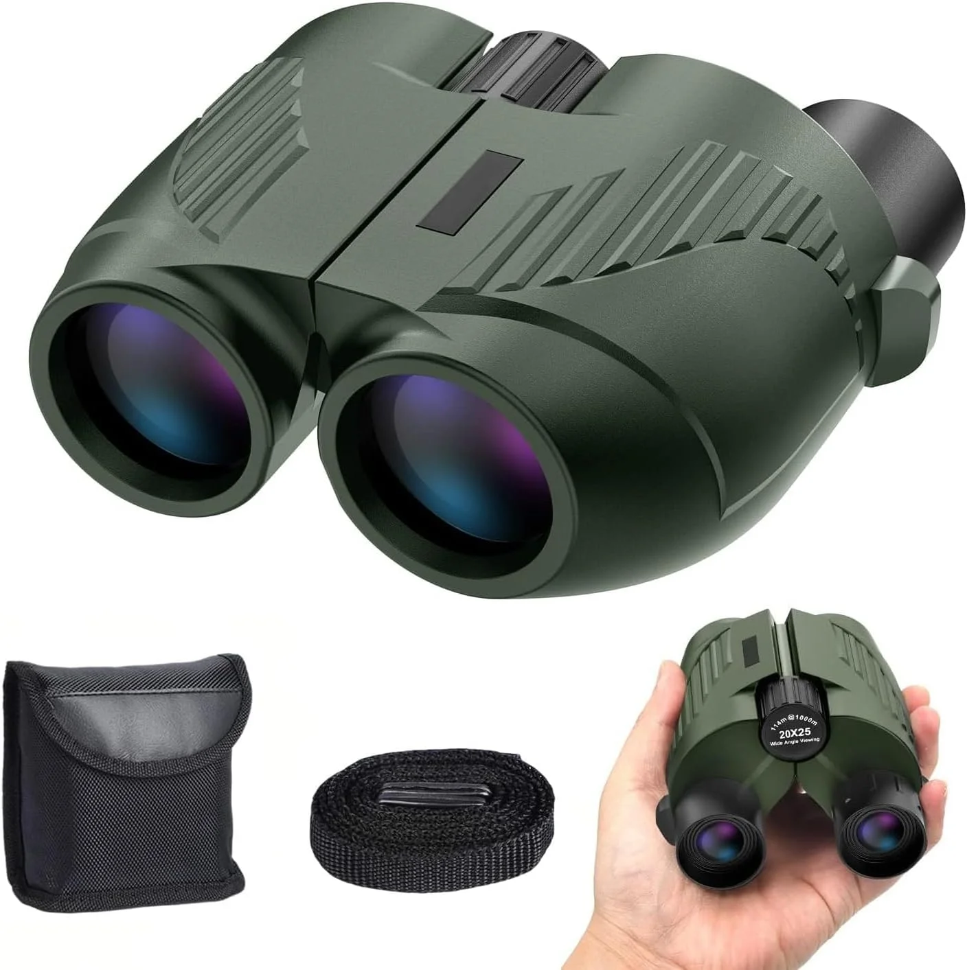 دوربین شکاری کوچک 20X25 Angju برای بزرگسالان و کودکان، دوربین ضد آب با چشمی بزرگ، فوکوس آسان، مناسب برای تماشای پرندگان، پیاده روی و کنسرت