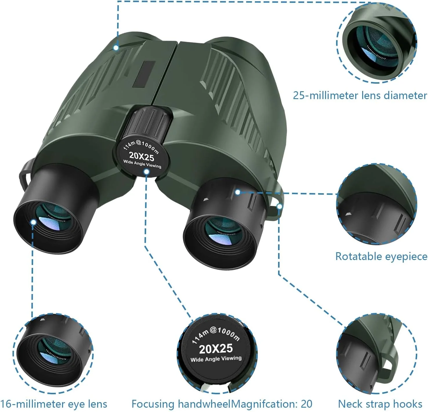 دوربین شکاری کوچک 20X25 Angju برای بزرگسالان و کودکان، دوربین ضد آب با چشمی بزرگ، فوکوس آسان، مناسب برای تماشای پرندگان، پیاده روی و کنسرت دوربین شکاری کوچک 20X25 Angju برای بزرگسالان و کودکان، دوربین ضد آب با چشمی بزرگ، فوکوس آسان، مناسب برای تماشای پرندگان، پیاده روی و کنسرت