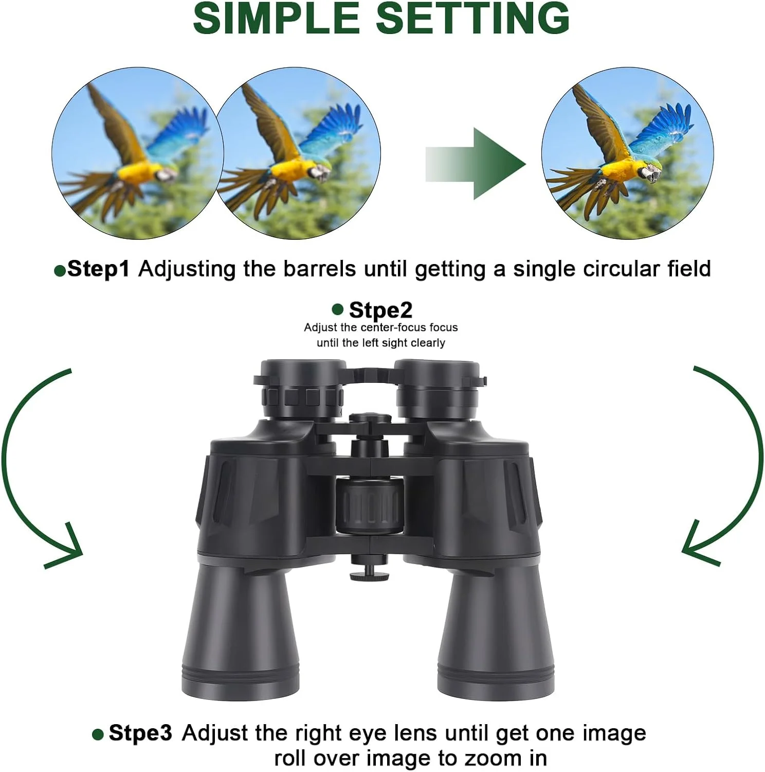 دوربین دوچشمی 20x50 با قدرت بالا برای بزرگسالان