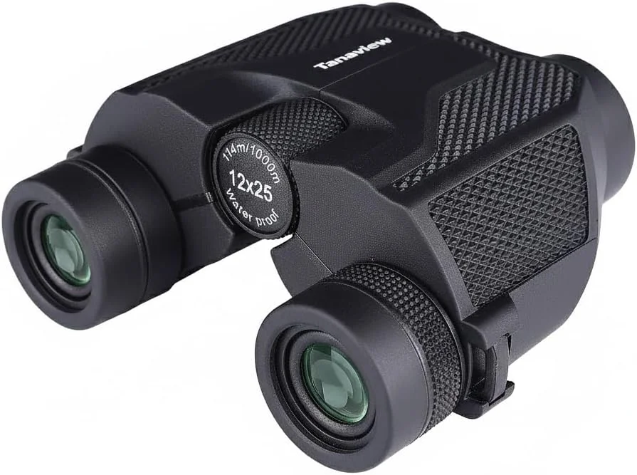 دوربین دوچشمی فشرده 12x25 برای بزرگسالان و کودکان - دید واضح از راه دور، دوربین دوچشمی قدرتمند با کیف مسافرتی - سبک وزن، چشمی بزرگ، ضد آب و ضد مه - شکار، تماشای پرندگان