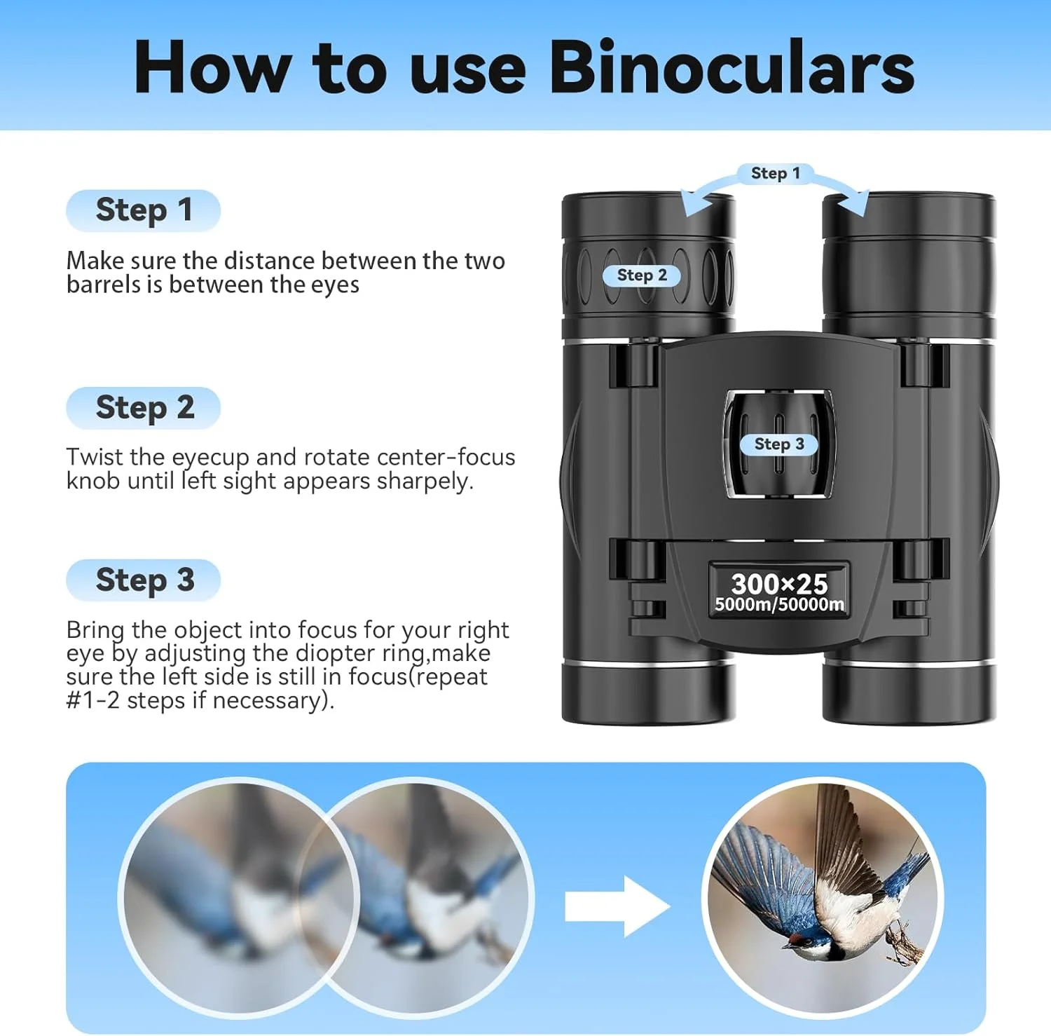 دوربین دوچشمی 300x25 برای بزرگسالان و کودکان، دوربین دوچشمی جیبی کوچک با قدرت بالا به همراه آداپتور تلفن، دوربین دوچشمی فشرده ضد آب برای تماشای پرندگان، شکار، کنسرت، تئاتر، اپرا، مسافرت و گشت و گذار