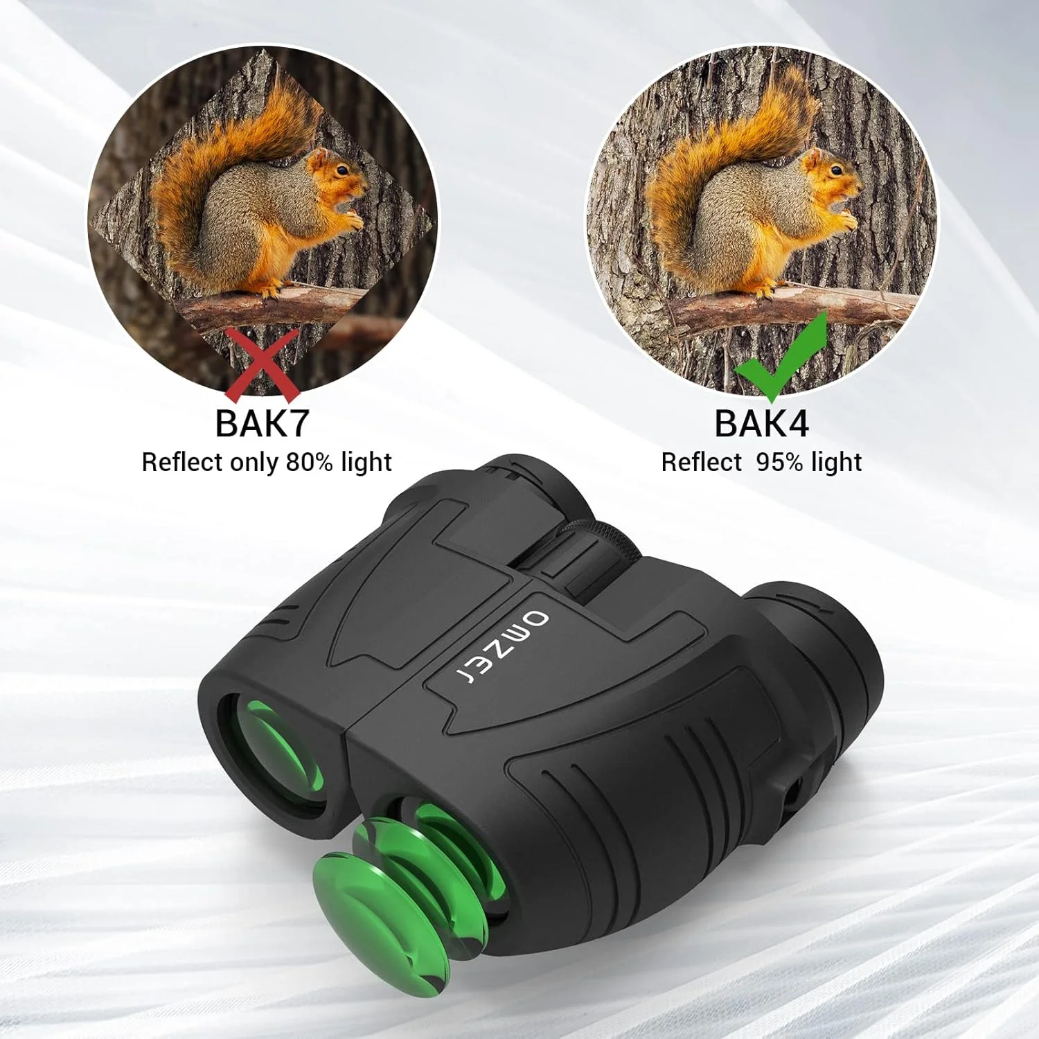 دوربین شکاری فشرده 12x25 OMZER با چشمی بزرگ، منشور BAK4 با قدرت بالا، ضد آب، سبک وزن، با فوکوس آسان برای بزرگسالان، کودکان، شکار، پیاده روی، کمپینگ، تماشای پرندگان، مسافرت