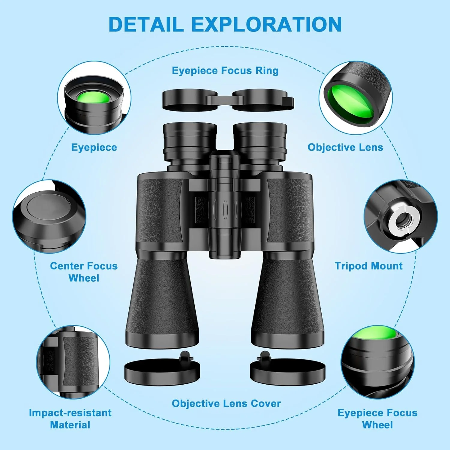 دوربین دوچشمی 30x50 با قدرت بالا برای بزرگسالان - دوربین دوچشمی فشرده و ضد آب برای تماشای پرندگان - ایده آل برای تماشای پرندگان، شکار، کنسرت ها، مسافرت، کمپینگ و فعالیت های فضای باز