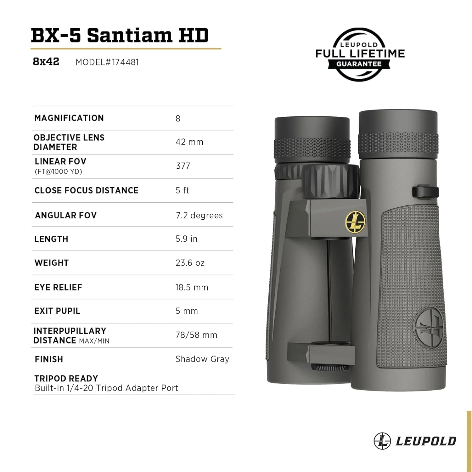 دوربین دوچشمی لوپولد BX-5 Santiam HD، 8x42 میلیمتر (174481) دوربین دوچشمی لوپولد BX-5 Santiam HD، 8x42 میلیمتر (174481)