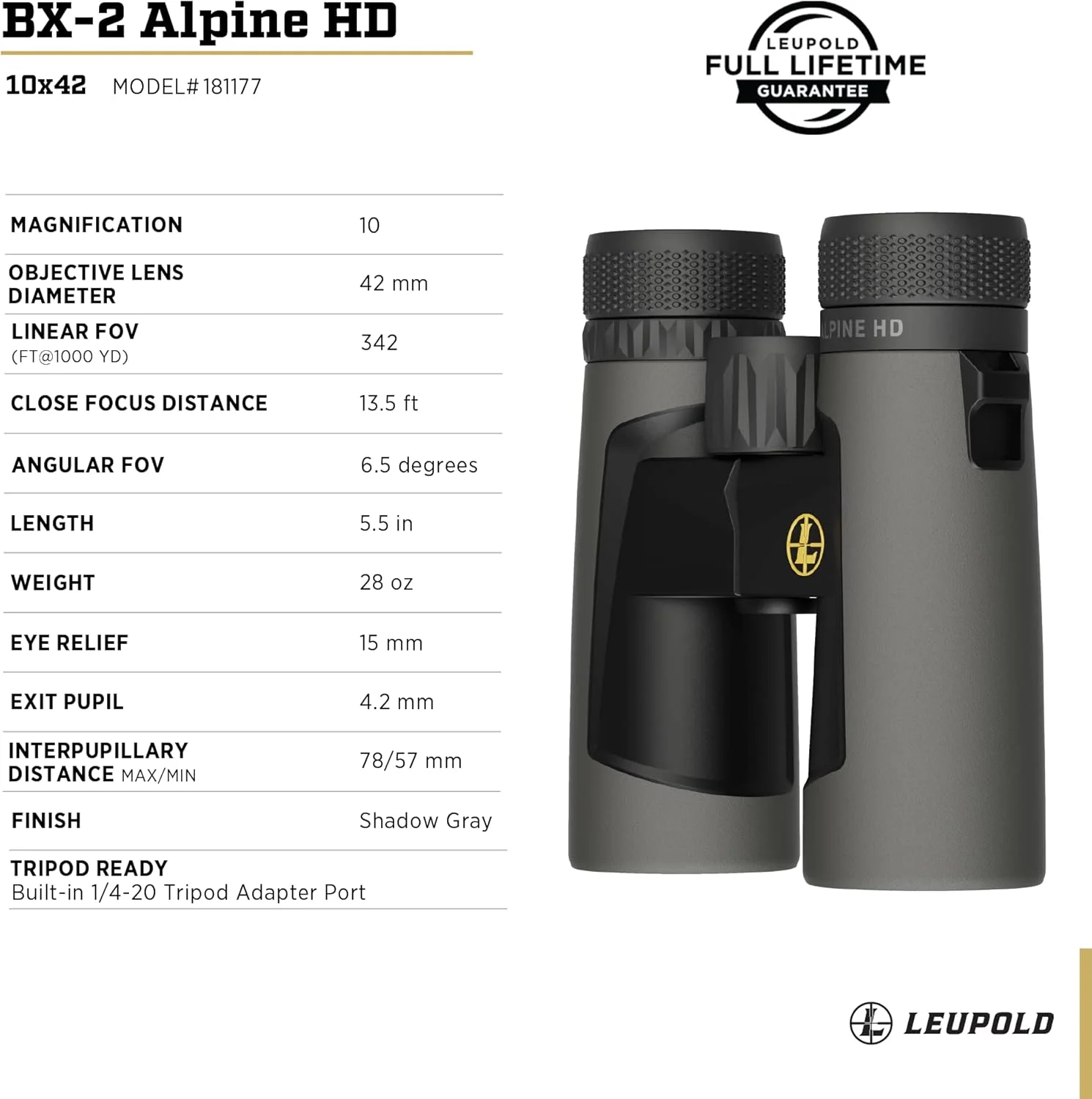 دوربین دوچشمی لوپولد BX-2 Alpine HD، 10x42 میلیمتر (181177) دوربین دوچشمی لوپولد BX-2 Alpine HD، 10x42 میلیمتر (181177)