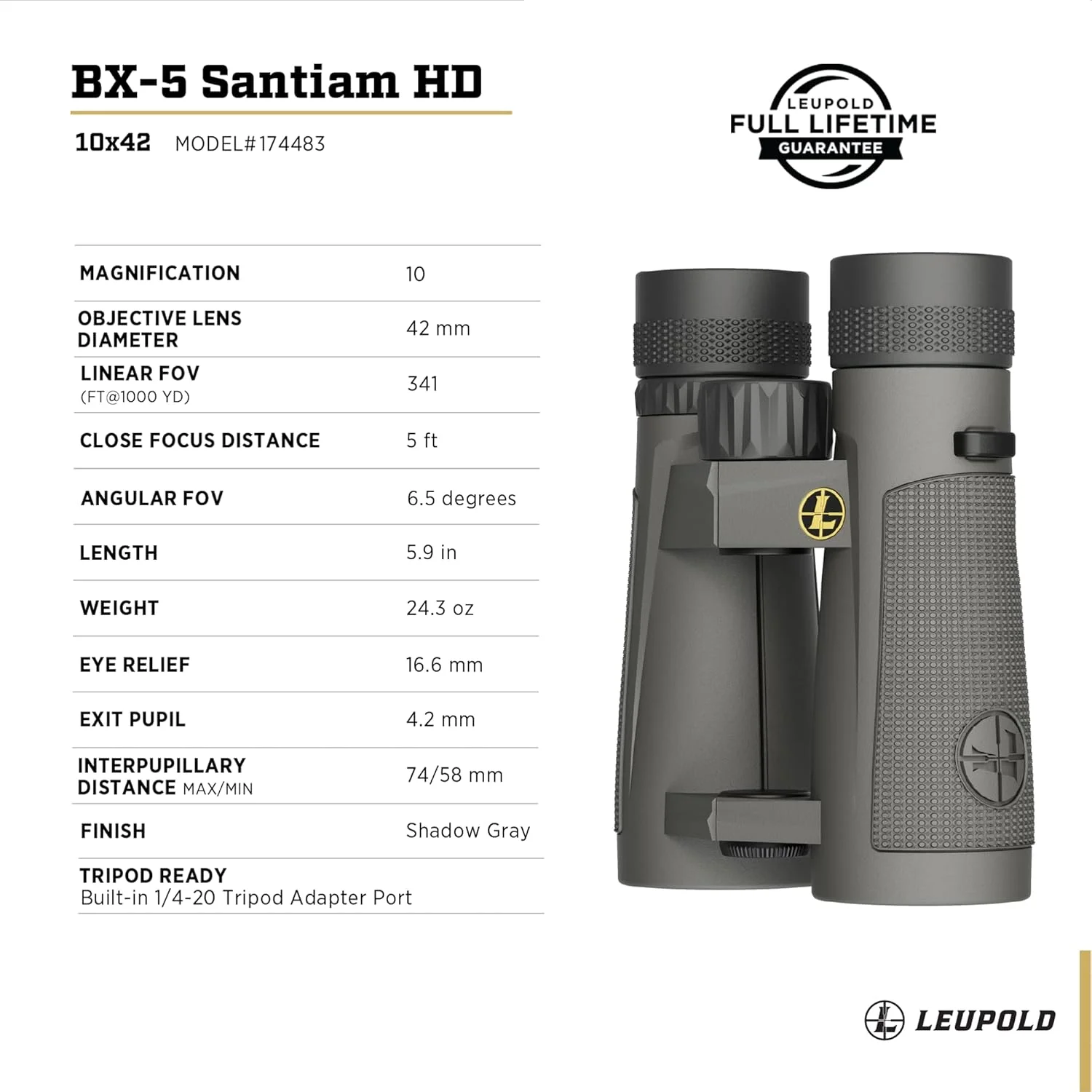 دوربین دوچشمی لوپولد BX-5 Santiam HD، 10x42mm (174483)