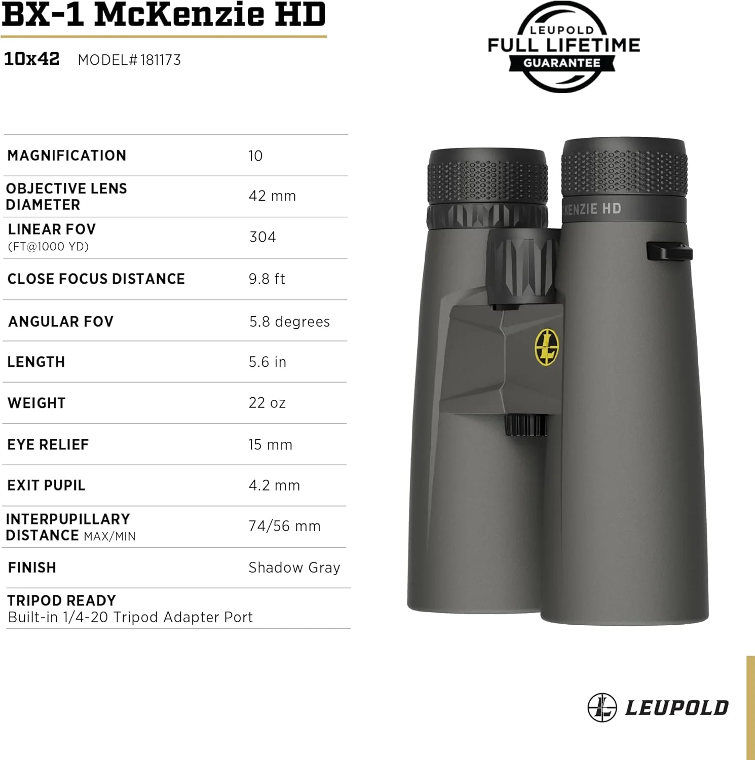 دوربین دوچشمی لوپولد BX-1 McKenzie HD، 10x42 میلی‌متر (181173)