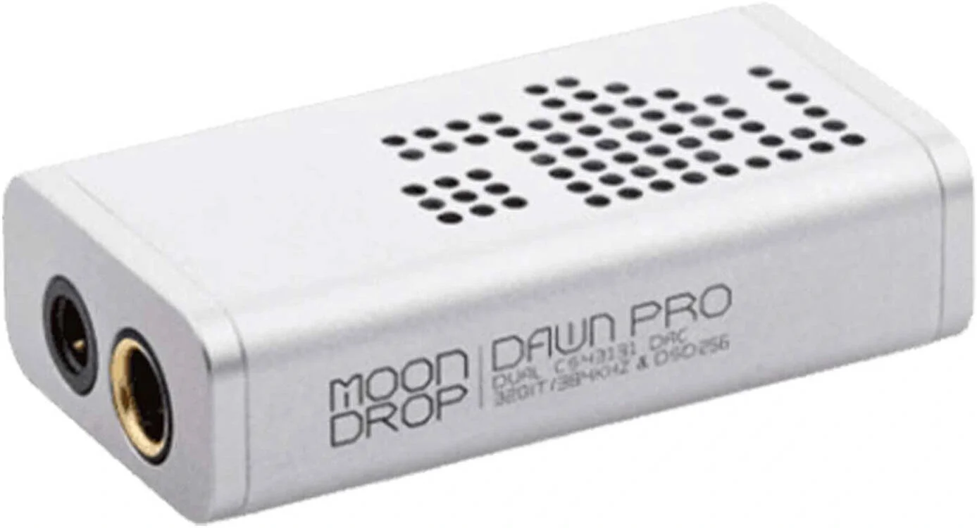 MOONDROP Dawn Pro DAC/AMP، پاسخ فرکانسی 5 هرتز - 82 کیلوهرتز، محدوده دینامیکی 132 دسی بل، اتصال هدفون 3.5 میلی متری تک سر و 4.4 میلی متری بالانس، نقره ای | DAWN-PRO
