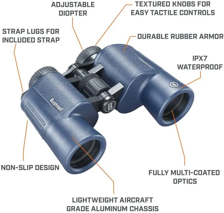 دوربین دوچشمی بوشنل H2O 12x42 میلی‌متری، ضد آب و ضد مه برای قایق‌رانی، پیاده‌روی و کمپینگ