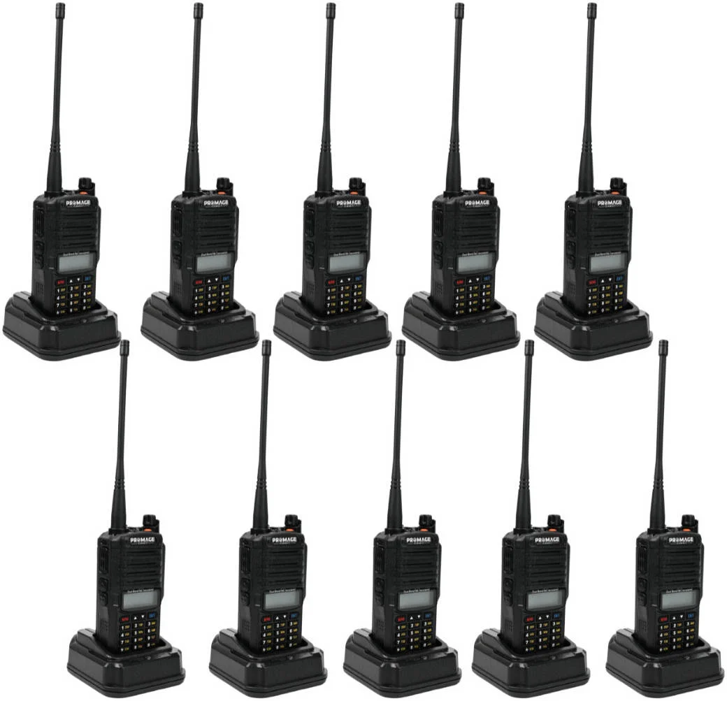 رادیو دو طرفه پرومِیج کانکت مدل PC-WT900 PLUS به همراه گوشی، دو بانده، نور پس زمینه خودکار، تایمر تایم اوت، اعلان صوتی، قفل خودکار صفحه کلید، آلارم اضطراری، چراغ قوه، بسته 10 عددی، مشکی | PC-WT900 PLUS