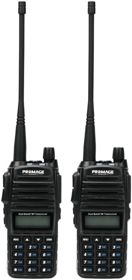 دستگاه های رادیویی دو طرفه پرومِیج کانکت PC-WT820، دارای VOX، 50 CTCSS/ 104 DCS، جستجو/اسکن تُن، آماده به کار دوگانه، قابل برنامه ریزی با کامپیوتر، تایمر اتمام زمان انتقال، قفل کانال شلوغ، بسته 2 عددی، مشکی | PC-WT820