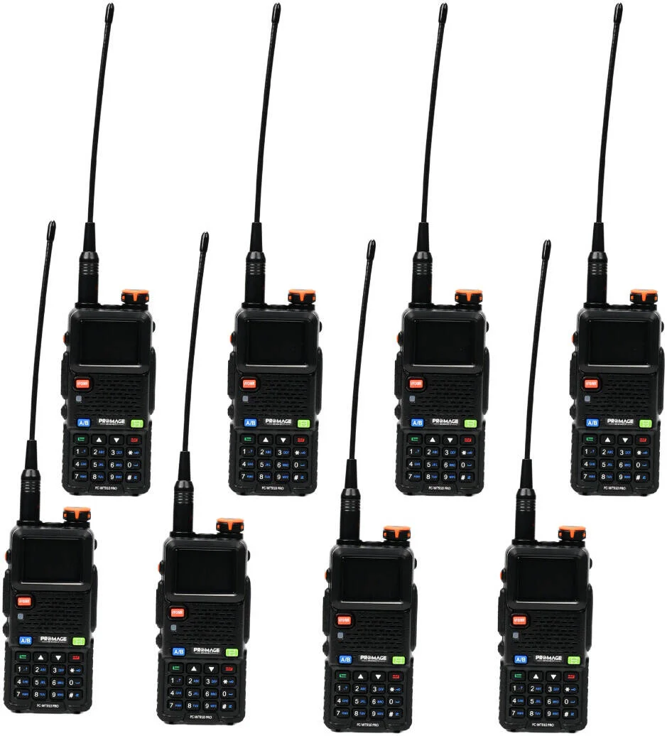 رادیو دو طرفه قابل حمل آنالوگ پرومِیج کانکت PC-WT910 PRO دو بانده (VHF/UHF)، 50-55 هرتز، باتری 1500 میلی آمپر، فرستنده و گیرنده دستی جمع و جور، کیفیت بالا و قابل اعتماد، بسته 10 عددی، مشکی | PC-WT910 PRO