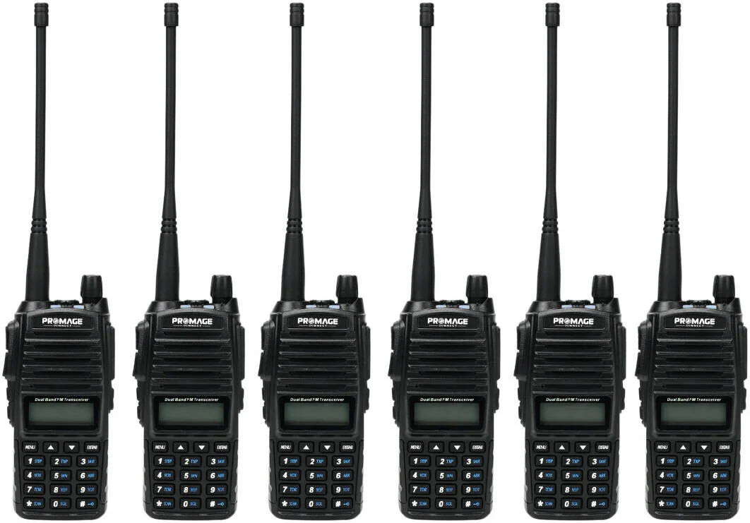 دستگاه های رادیویی دو طرفه پرومِیج کانکت PC-WT820، دارای VOX، 50 CTCSS/ 104 DCS، جستجو/اسکن تُن، آماده به کار دوگانه، قابل برنامه ریزی با کامپیوتر، تایمر اتمام زمان انتقال، قفل کانال مشغول، بسته 6 عددی، مشکی | PC-WT820