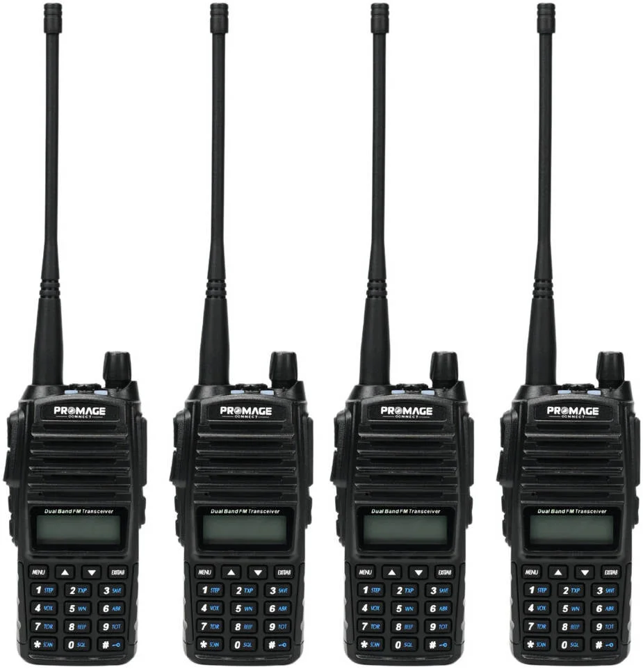 دستگاه های رادیویی دو طرفه پرومِیج کانکت مدل PC-WT820، دارای قابلیت VOX، 50 CTCSS/ 104 DCS، جستجو/اسکن تُن، حالت آماده به کار دوگانه، قابلیت برنامه ریزی از طریق کامپیوتر، تایمر محدودیت زمانی انتقال، قفل کانال مشغول، بسته 4 عددی، مشکی | PC-WT820