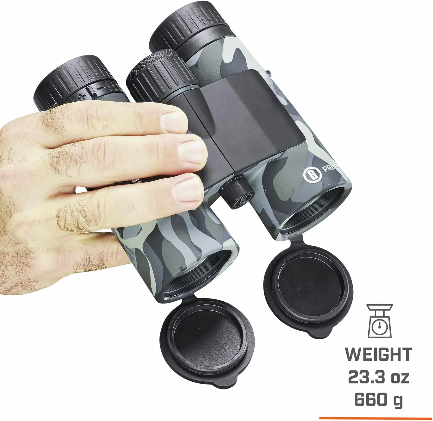 دوربین دوچشمی بوشنل پرایم 10x42 با طرح استتار مشکی، اپتیک با کیفیت بالا، ضد آب و ضد مه، طراحی بادوام، لنزهای چند لایه، ایده آل برای شکار و ماجراجویی در فضای باز