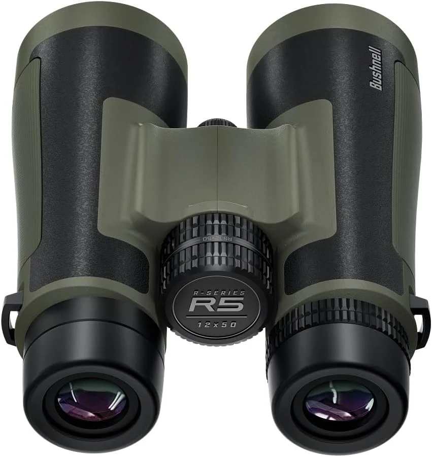 دوربین دوچشمی بوشنل R5 12x50 به همراه بند سینه‌ای Vault Lite Bino، پوشش‌های فاز 3، پوشش‌های دی الکتریک، لایه محافظ EXO، ضد آب IPX7 - دوربین دوچشمی برای مشاهده از راه دور و شکار
