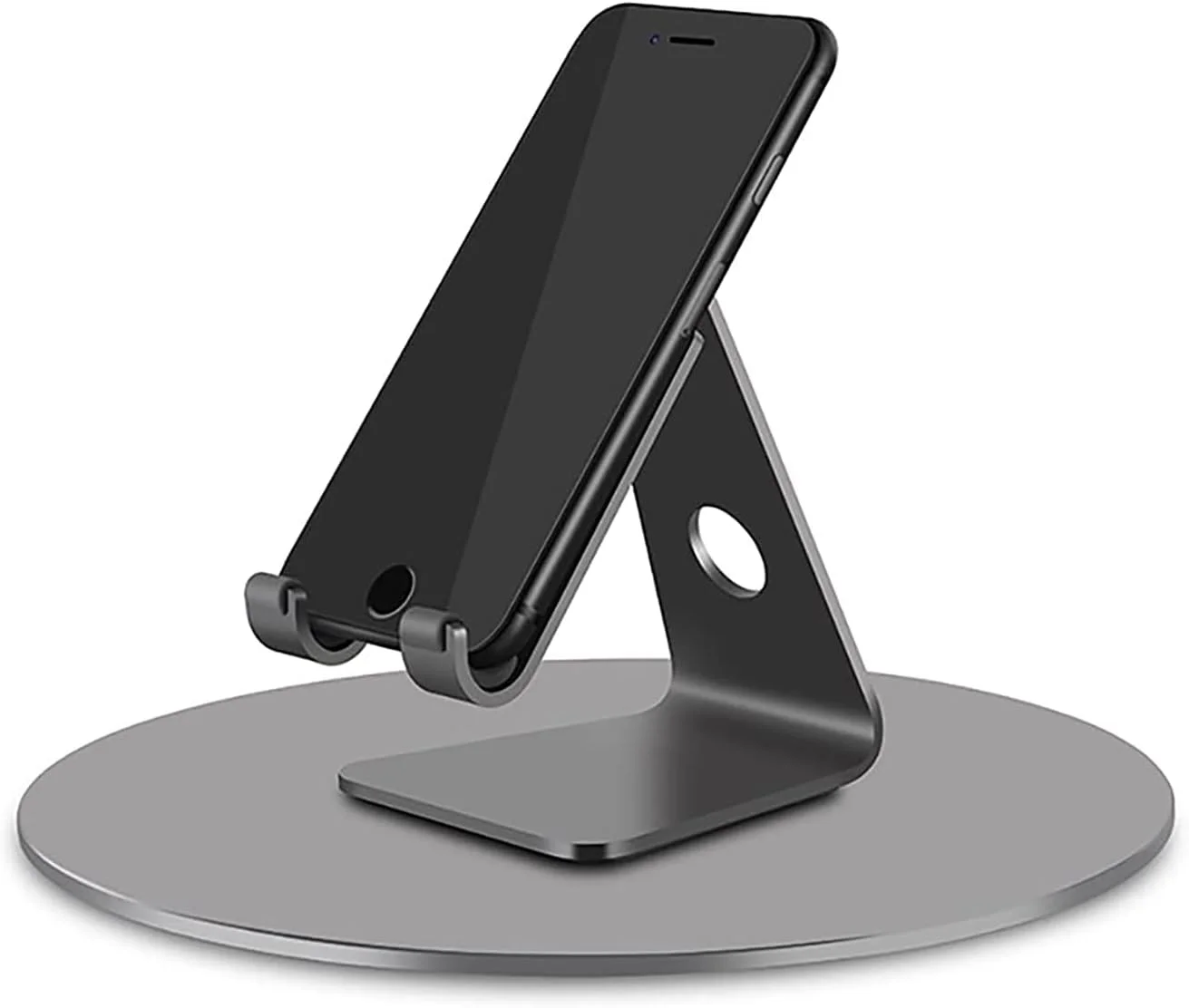 پایه مانیتور چرخان 360 درجه، آلیاژ آلومینیوم خاکستری، سازگاری گسترده برای آی‌مک، لپ‌تاپ، گلدان‌های گیاهی، هنر و صنایع دستی و موارد دیگر