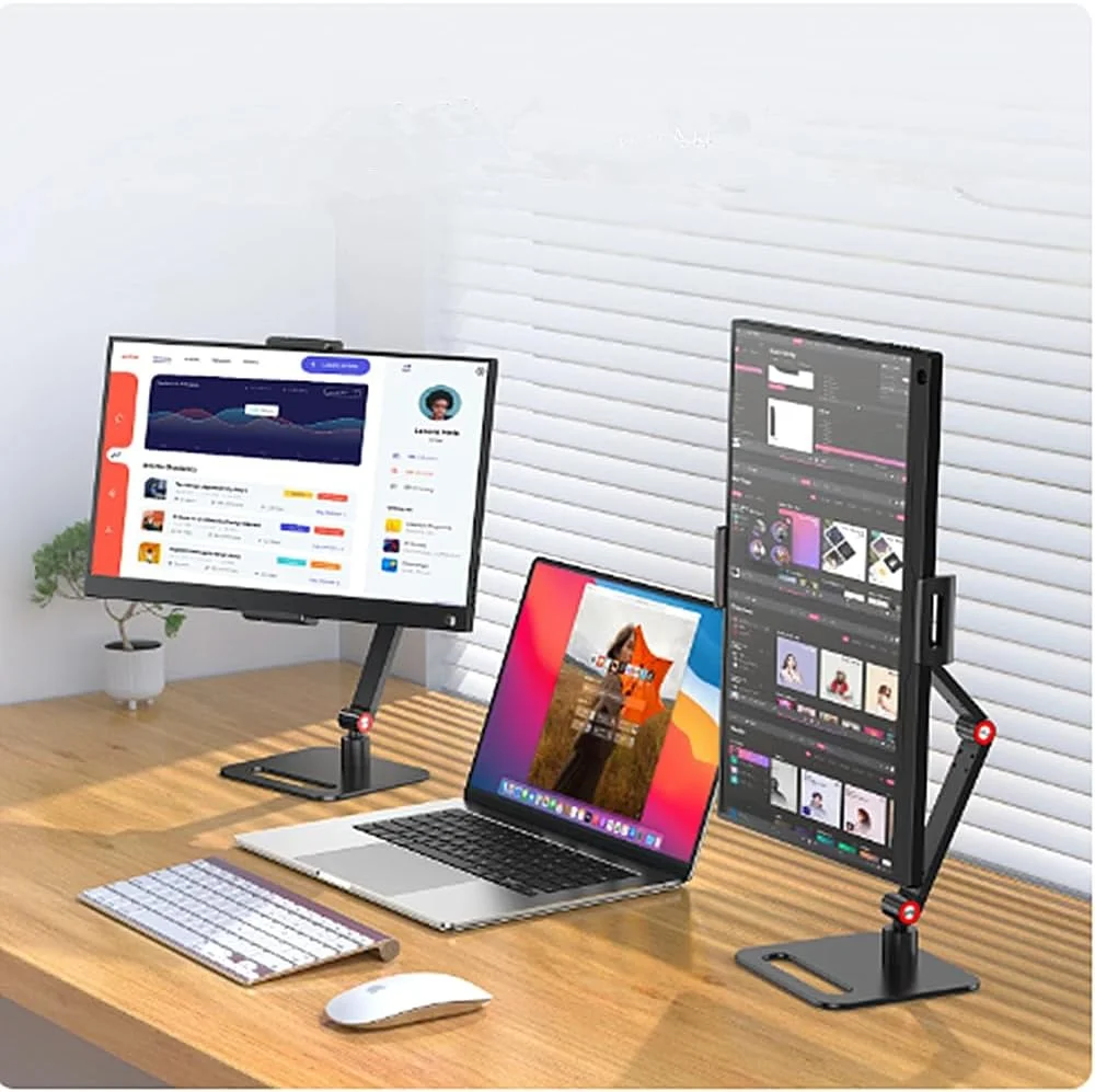 نگهدارنده مانیتور قابل حمل برای صفحه نمایش 6-17.3 اینچی، پایه مانیتور رومیزی قابل گسترش، پایه تبلت 12.9 اینچی