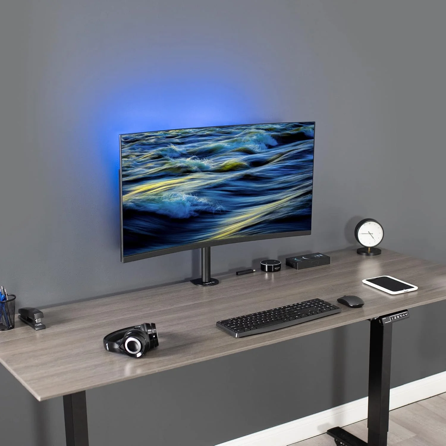 پایه رومیزی مانیتور تکی ویوو برای مانیتورهای LCD ۱۳ تا ۳۸ اینچ، مناسب برای یک صفحه نمایش استاندارد تا فوق عریض تا ۳۸ اینچ، STAND-V001C