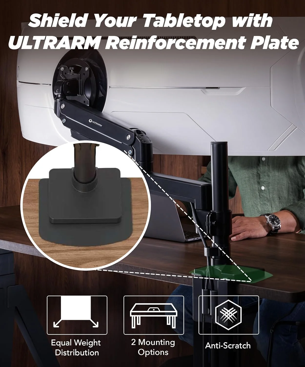 صفحه تقویتکننده پایه مانیتور فولادی برای میزهای نازک، شیشهای و سایر میزهای شکننده، صفحه براکت فولادی مناسب برای اکثر پایههای مانیتور با گیره و بازوی مانیتور C-Clamp، مشکی، MAAC-P صفحه تقویتکننده پایه مانیتور فولادی برای میزهای نازک، شیشهای و سایر میزهای شکننده، صفحه براکت فولادی مناسب برای اکثر پایههای مانیتور با گیره و بازوی مانیتور C-Clamp، مشکی، MAAC-P