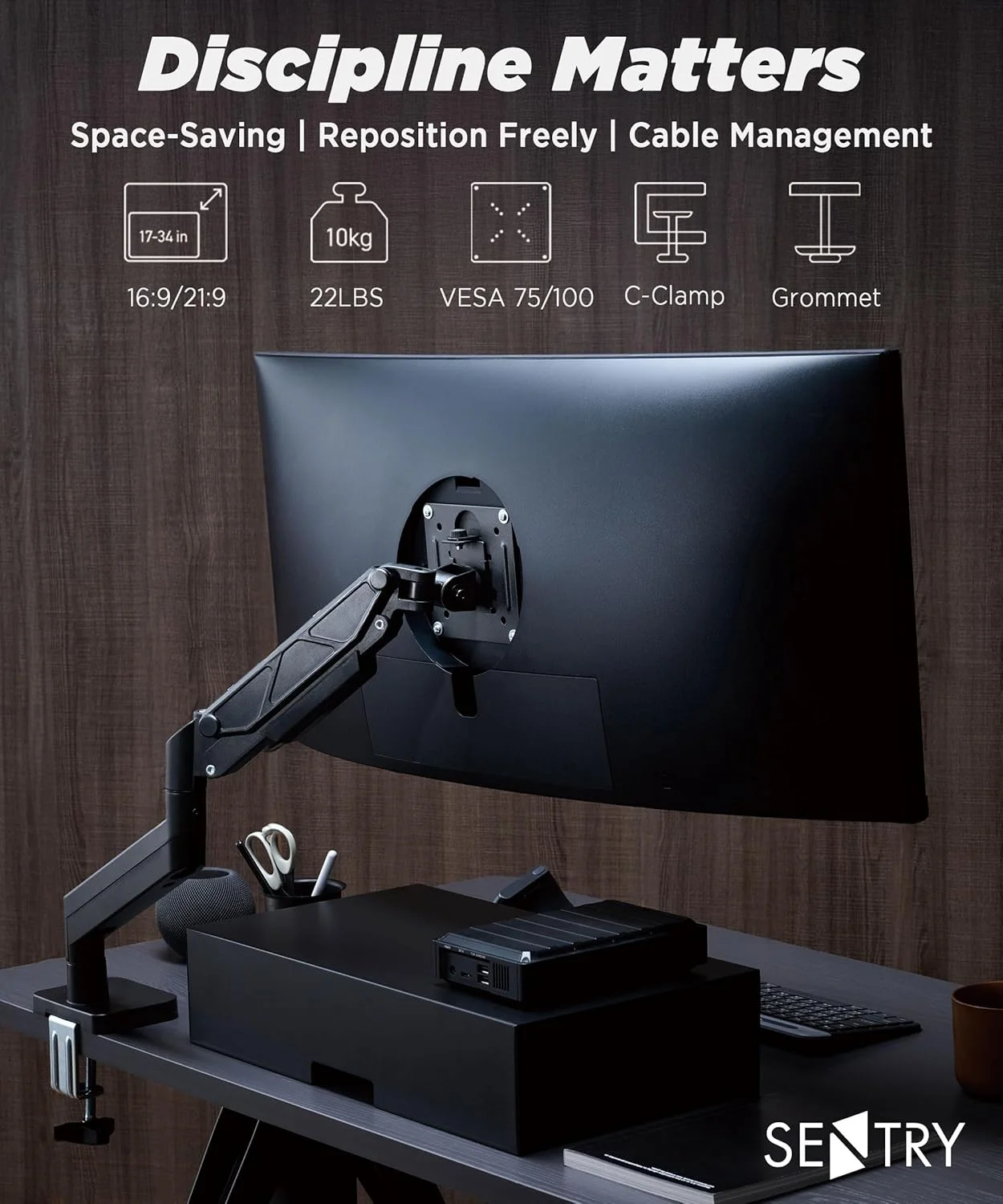 پایه مانیتور تکی رومیزی با فنر گازی VESA برای صفحه نمایش های کامپیوتر 13 تا 34 اینچ، گیره C و پایه رومیزی Grommet، بازوی قابل تنظیم ارتفاع تا 10 کیلوگرم، VESA مناسب 75/100 میلی متر، مشکی MA10E-S پایه مانیتور تکی رومیزی با فنر گازی VESA برای صفحه نمایش های کامپیوتر 13 تا 34 اینچ، گیره C و پایه رومیزی Grommet، بازوی قابل تنظیم ارتفاع تا 10 کیلوگرم، VESA مناسب 75/100 میلی متر، مشکی MA10E-S