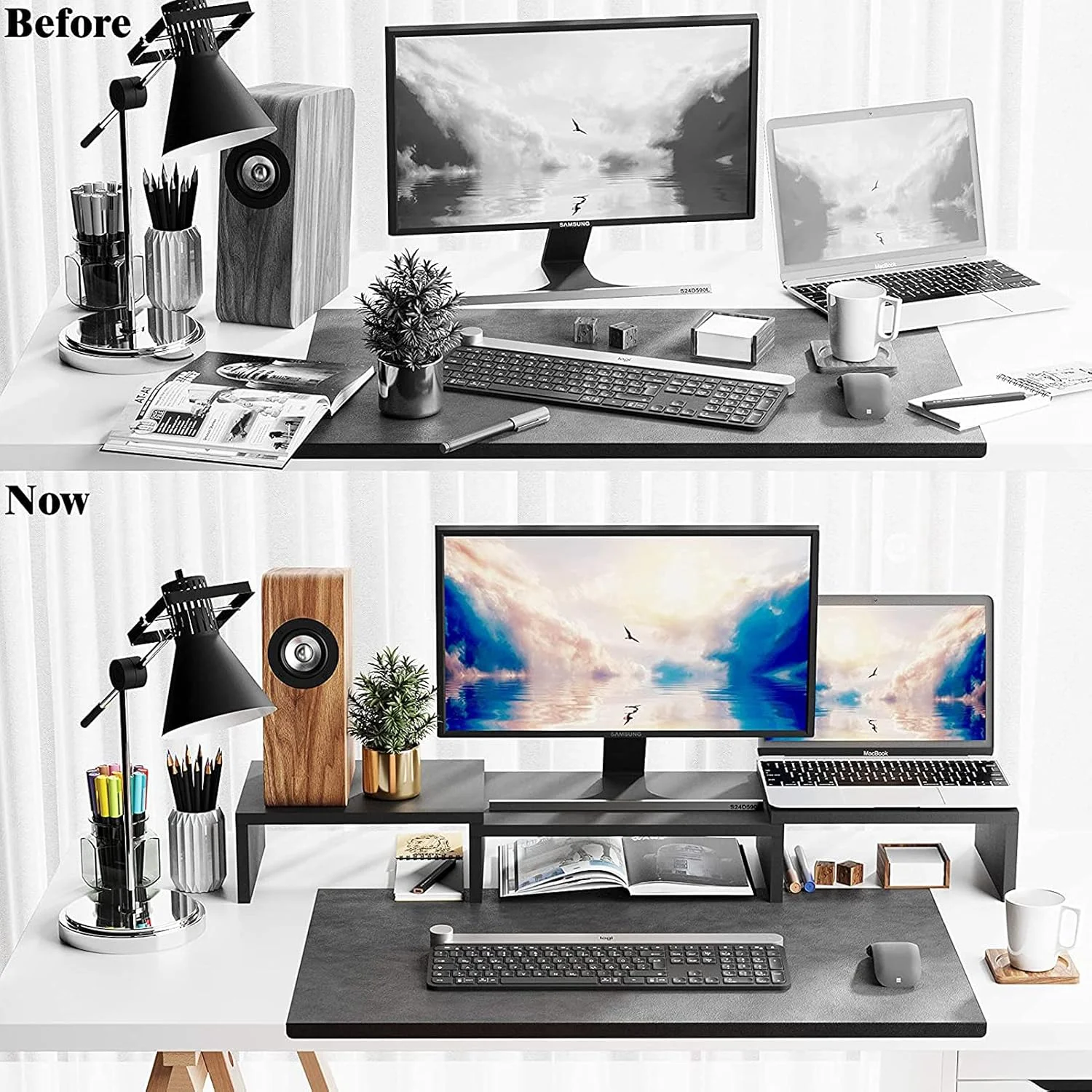 پایه نگهدارنده دو مانیتوره با طول و زاویه قابل تنظیم، مناسب برای 2 مانیتور، استند سازمان دهنده رومیزی اداری مناسب برای کامپیوتر، لپ تاپ، PC، تلویزیون (مشکی) پایه نگهدارنده دو مانیتوره با طول و زاویه قابل تنظیم، مناسب برای 2 مانیتور، استند سازمان دهنده رومیزی اداری مناسب برای کامپیوتر، لپ تاپ، PC، تلویزیون (مشکی)