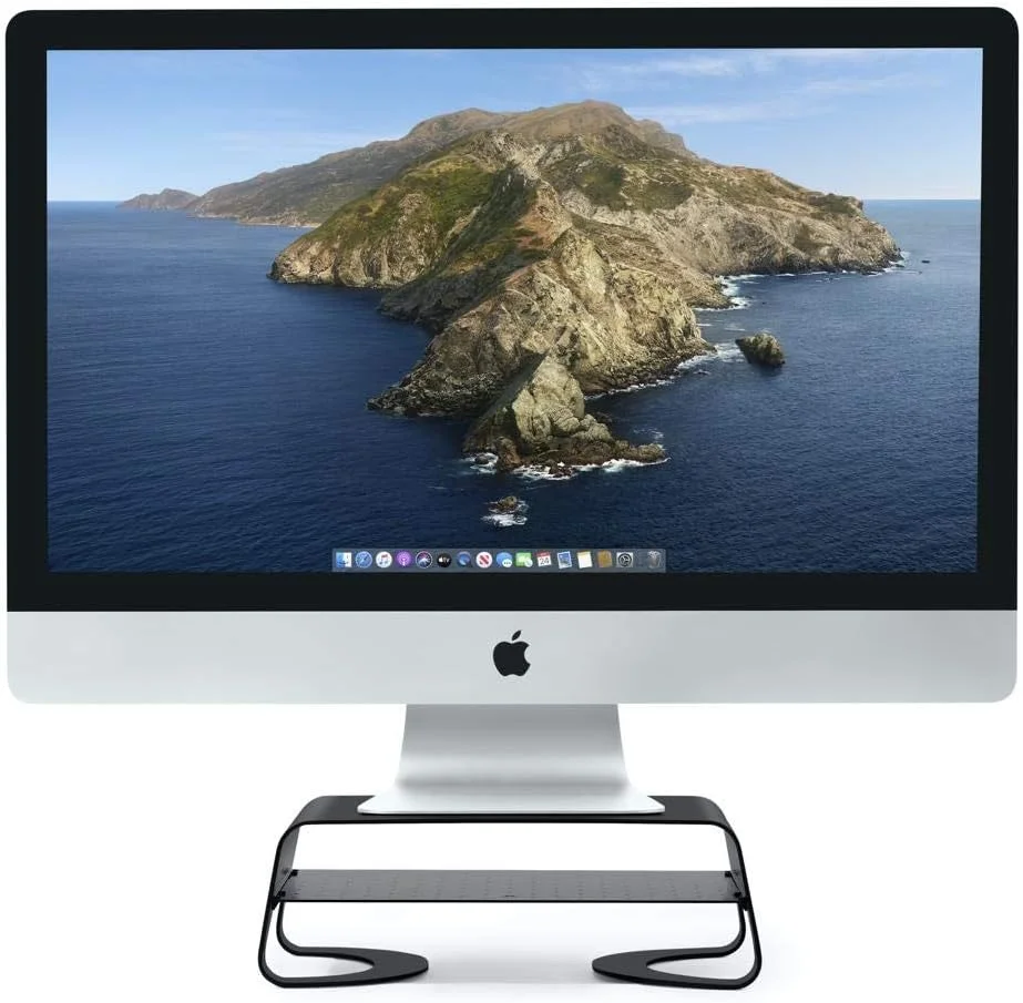 پایه مانیتور Twelve South Curve Riser | پایه رومیزی ارگونومیک با قفسه ذخیره سازی برای iMac و نمایشگرها، مشکی مات