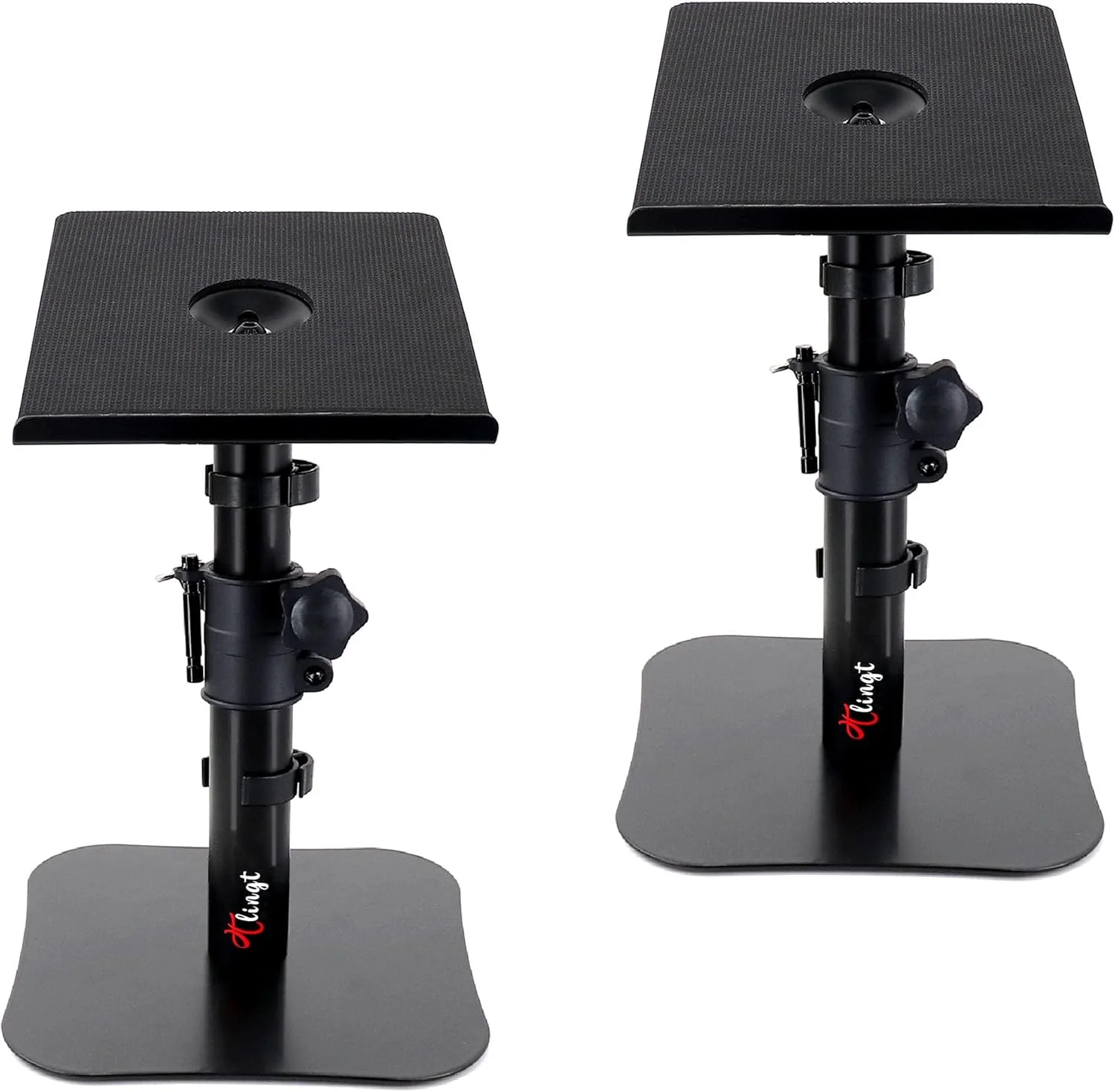 پایه رومیزی بلندگو Tlingt، پایه بلندگوی مانیتور، سینی فلزی 17x20 سانتی‌متر، ارتفاع قابل تنظیم، پایه تخت سازگار با هر میز، ایده‌آل برای بلندگوی مانیتور 3 تا 4 اینچی، بلندگوی قفسه کتاب