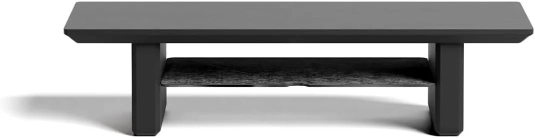 پایه مانیتور رومیزی کوچک Raico، ارتقا دهنده چوبی مشکی رنگ iMac و نظم دهنده میز (چوب مشکی، 47 سانتی متر)