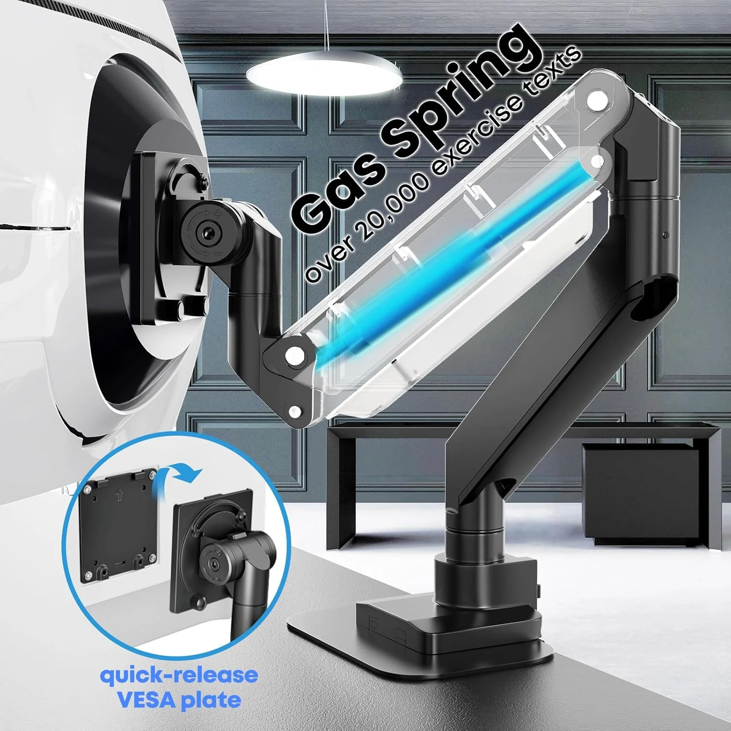 پایه رومیزی مانیتور PUTORSEN سایز 17-57 اینچ، طراحی مقاوم، آلومینیوم درجه یک، چرخان، شیب دار، با قابلیت تنظیم ارتفاع، بازوی تکی برای مانیتورهای LED LCD، سازگار با VESA 75x75 تا 200x200 میلی متر، تحمل وزن 27 کیلوگرم