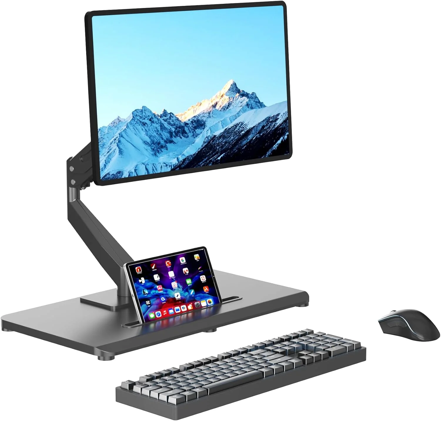 بازوی مانیتور قابل تنظیم Pholiten با فنر گازی برای صفحه نمایش های 17-32 اینچی، پایه مانیتور پنوماتیک VESA با پایه، پایه رومیزی مانیتور با حرکت کامل تا 10 کیلوگرم