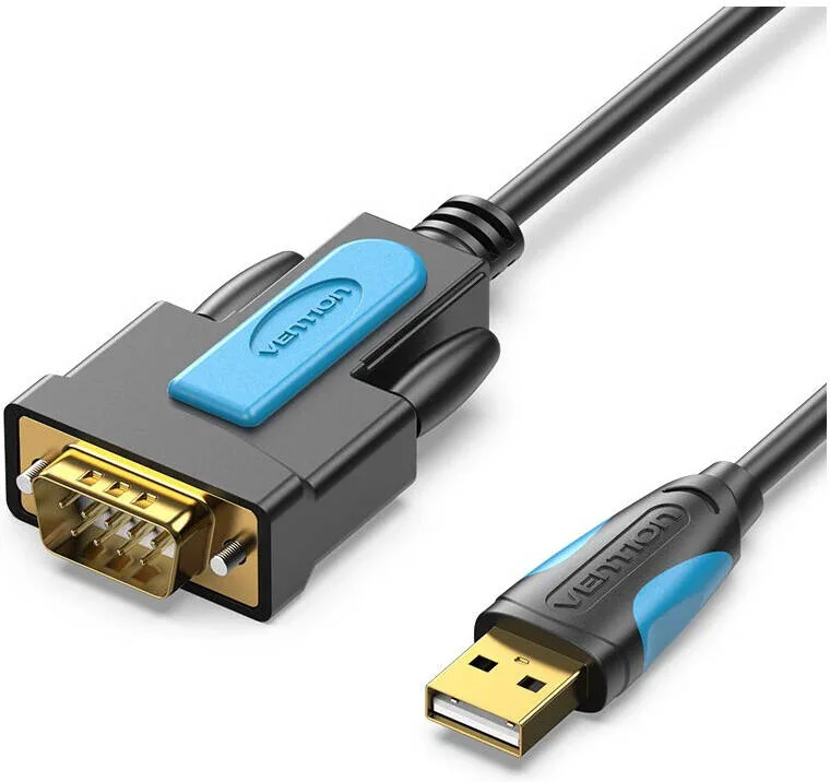 کابل تبدیل USB به سریال RS232 ونشن مدل VAS-C02، سرعت انتقال 480 مگابیت بر ثانیه، روکش طلا، رسانای مسی، شیلد فویل آلومینیومی + بافت فلزی، طول 2 متر، مشکی | VAS-C02-B200