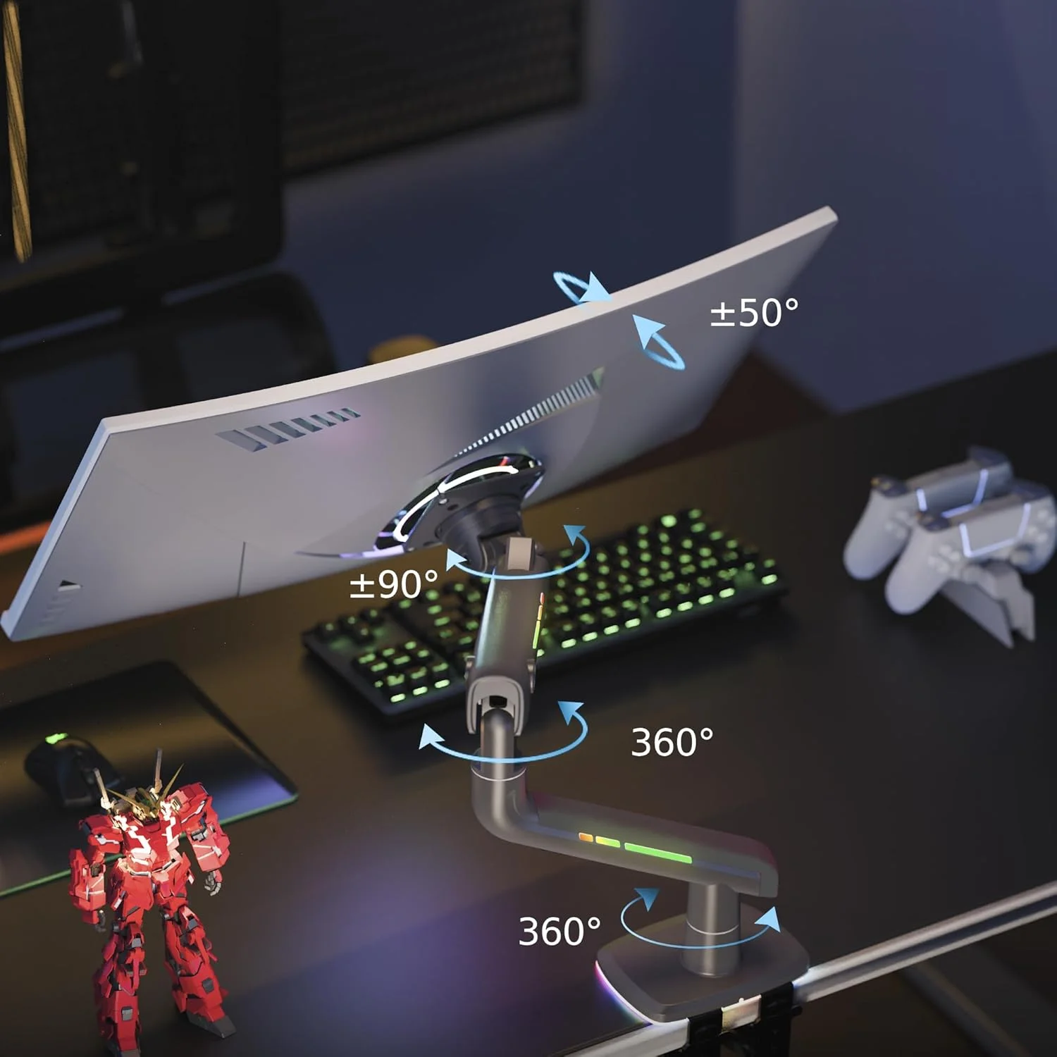 بازوی مانیتور گیمینگ برای مانیتورهای تخت/ فوق عریض/ منحنی ۳۲ تا ۶۰ اینچ، پایه مانیتور سنگین با تحمل وزن تا ۲۰ کیلوگرم، نصب VESA با ابعاد ۷۵/۱۰۰ میلیمتر (خاکستری مشکی) F5-G بازوی مانیتور گیمینگ برای مانیتورهای تخت/ فوق عریض/ منحنی ۳۲ تا ۶۰ اینچ، پایه مانیتور سنگین با تحمل وزن تا ۲۰ کیلوگرم، نصب VESA با ابعاد ۷۵/۱۰۰ میلیمتر (خاکستری مشکی) F5-G