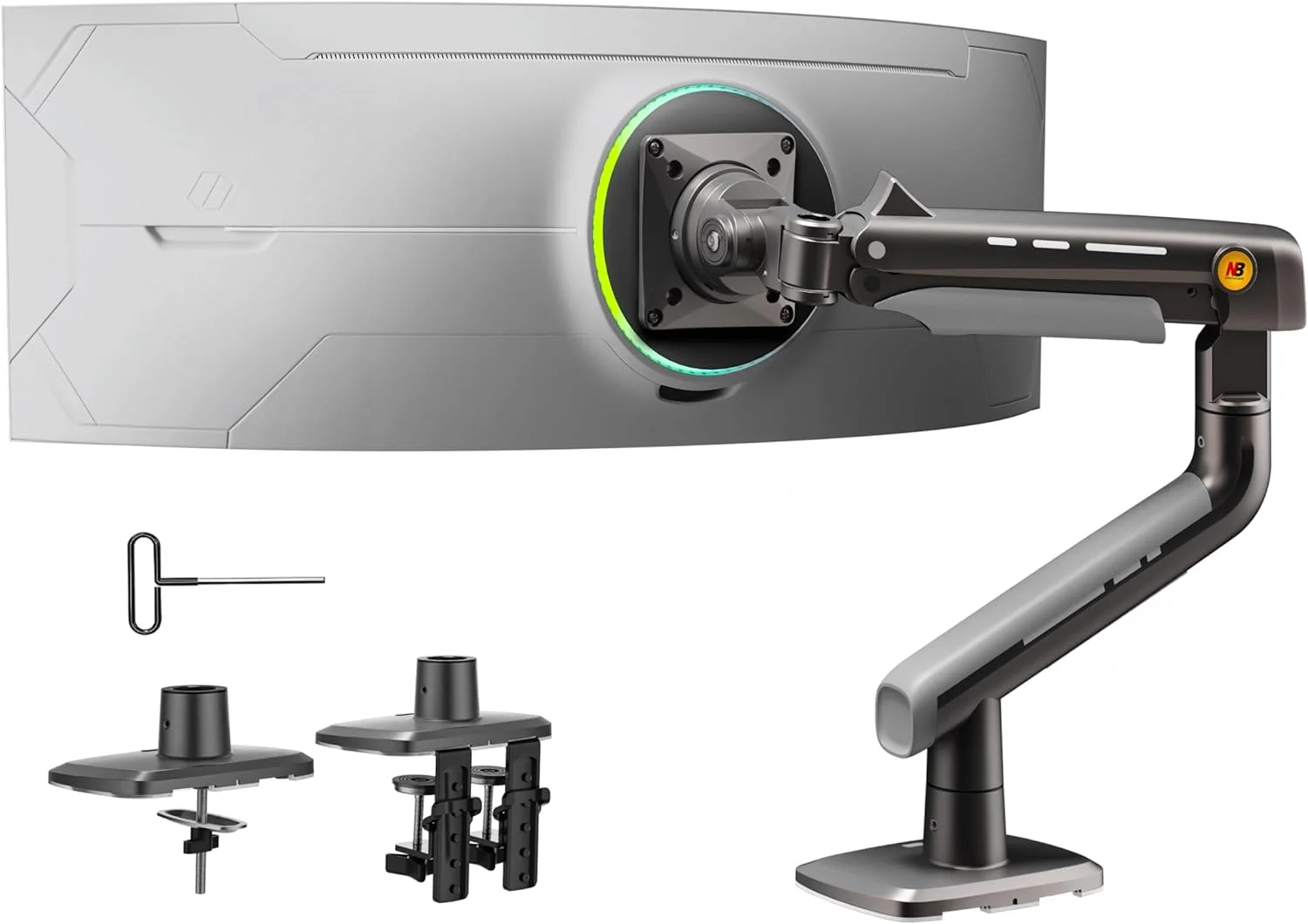بازوی نگهدارنده مانیتور گیمینگ برای مانیتورهای تخت/ فوق عریض/ خمیده ۲۷ تا ۵۰ اینچ، پایه سنگین با تحمل وزن تا ۱۸ کیلوگرم، VESA 75/100 میلی متر مدل A5، مناسب برای مانیتورهای ۲۷، ۳۲، ۳۴، ۳۷، ۴۳، ۴۷، ۴۹ اینچ