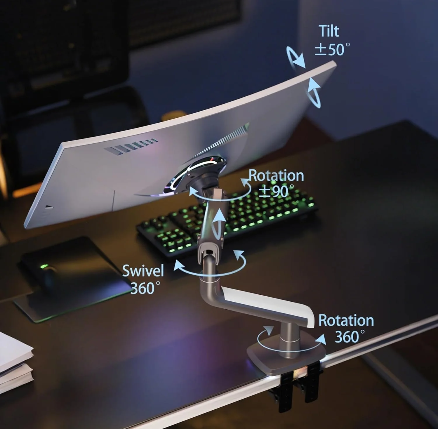 بازوی نگهدارنده مانیتور گیمینگ برای مانیتورهای تخت/ فوق عریض/ خمیده ۲۷ تا ۵۰ اینچ، پایه سنگین با تحمل وزن تا ۱۸ کیلوگرم، VESA 75/100 میلی متر مدل A5، مناسب برای مانیتورهای ۲۷، ۳۲، ۳۴، ۳۷، ۴۳، ۴۷، ۴۹ اینچ بازوی نگهدارنده مانیتور گیمینگ برای مانیتورهای تخت/ فوق عریض/ خمیده ۲۷ تا ۵۰ اینچ، پایه سنگین با تحمل وزن تا ۱۸ کیلوگرم، VESA 75/100 میلی متر مدل A5، مناسب برای مانیتورهای ۲۷، ۳۲، ۳۴، ۳۷، ۴۳، ۴۷، ۴۹ اینچ