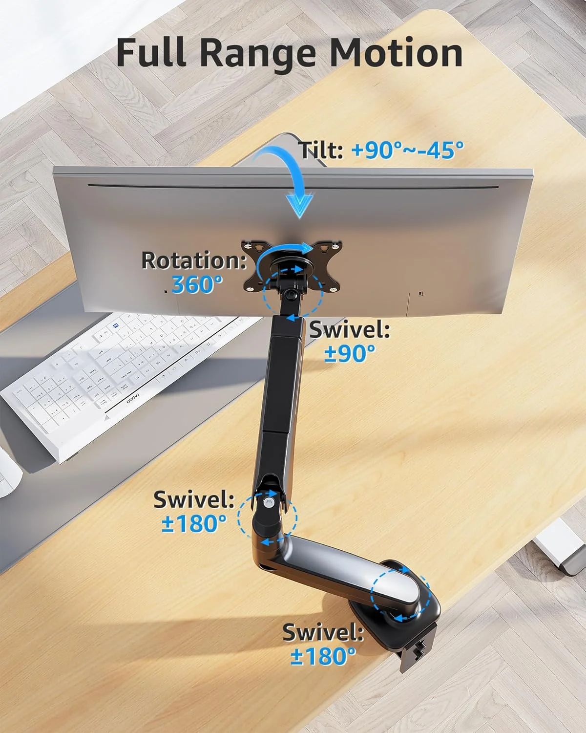 پایه مانیتور تکی MOUNTUP، بازوی مانیتور فنری گازی قابل تنظیم، حداکثر پشتیبانی از صفحه نمایش 32 اینچ، وزن 2 تا 8 کیلوگرم، نگهدارنده پایه مانیتور کامپیوتر با پایه گیره/حلقه، براکت نصب VESA، مشکی پایه مانیتور تکی MOUNTUP، بازوی مانیتور فنری گازی قابل تنظیم، حداکثر پشتیبانی از صفحه نمایش 32 اینچ، وزن 2 تا 8 کیلوگرم، نگهدارنده پایه مانیتور کامپیوتر با پایه گیره/حلقه، براکت نصب VESA، مشکی