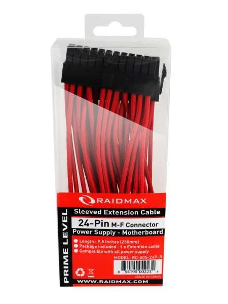 کابل افزایش طول 24 پین Raidmax (منبع تغذیه به مادربرد) قرمز 25 سانتی متر | RC-005-24P-Red کابل افزایش طول 24 پین Raidmax (منبع تغذیه به مادربرد) قرمز 25 سانتی متر | RC-005-24P-Red