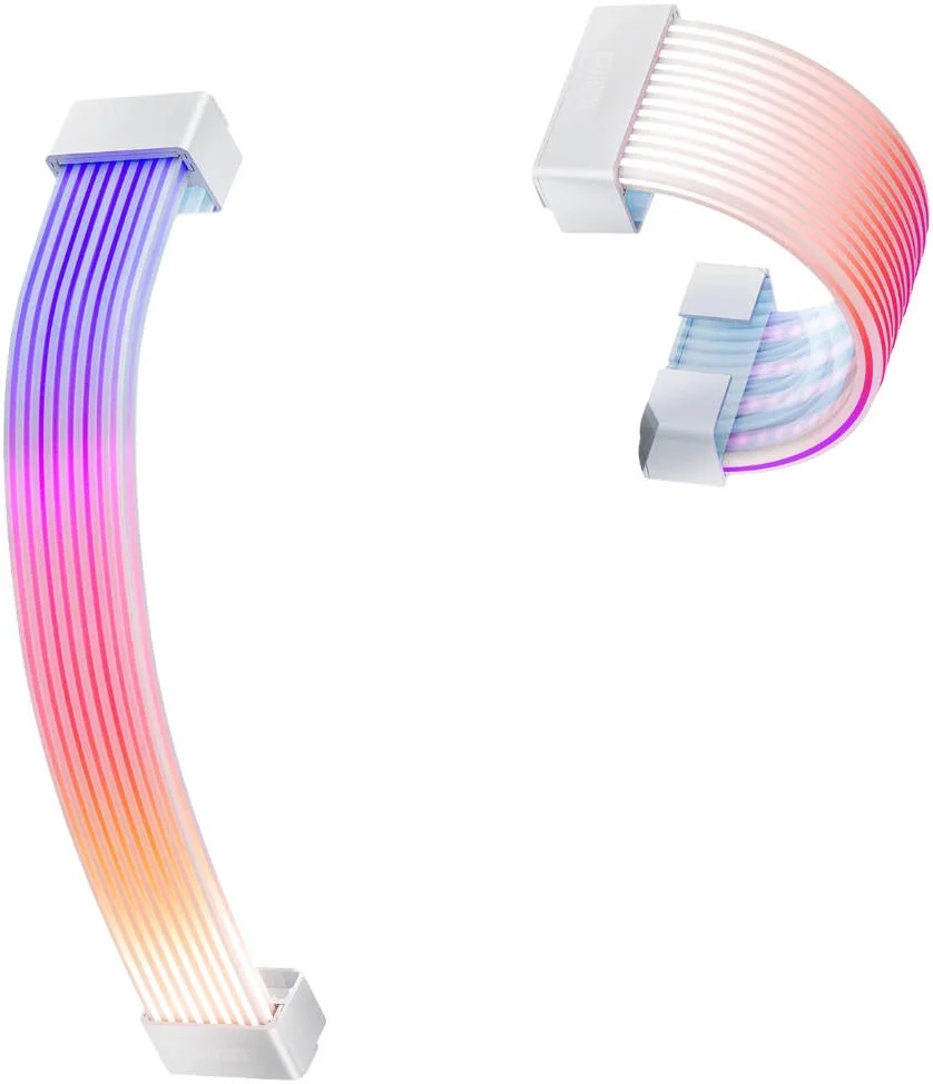 کاور کابل های منبع تغذیه Aurora ARGB، دارای مهره های LED، نورپردازی ARGB، نوارهای نوری 24 پین و 2x8 پین، جلوه نورپردازی سه بعدی، 20000 ساعت عمر طولانی، سفید | AURORA-CO-WHT