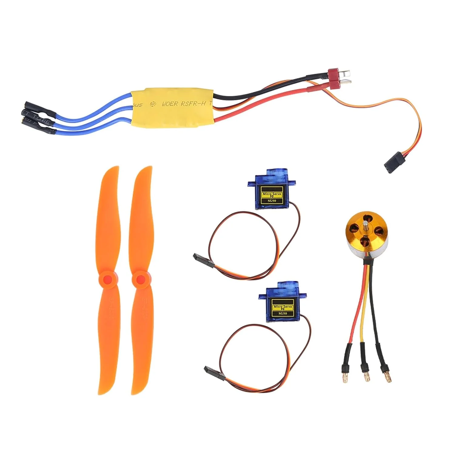 موتور براشلس 2200Kv، موتور DC براشلس قطعات الکترونیکی ABS با لوازم جانبی نصب موتور هواپیمای RC برای هواپیمای RC (موتور 2212 KV2200 + ملخ 6035 + فرمان 9 گرم)