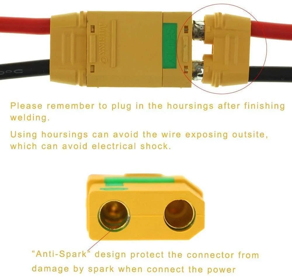 اتصالات ضد جرقه XT90-S، مجموعه دوشاخه برای موتور براشلس و باتری لیپو، 5 جفت اتصالات الکتریکی ضد جرقه برای مسابقات پهپاد