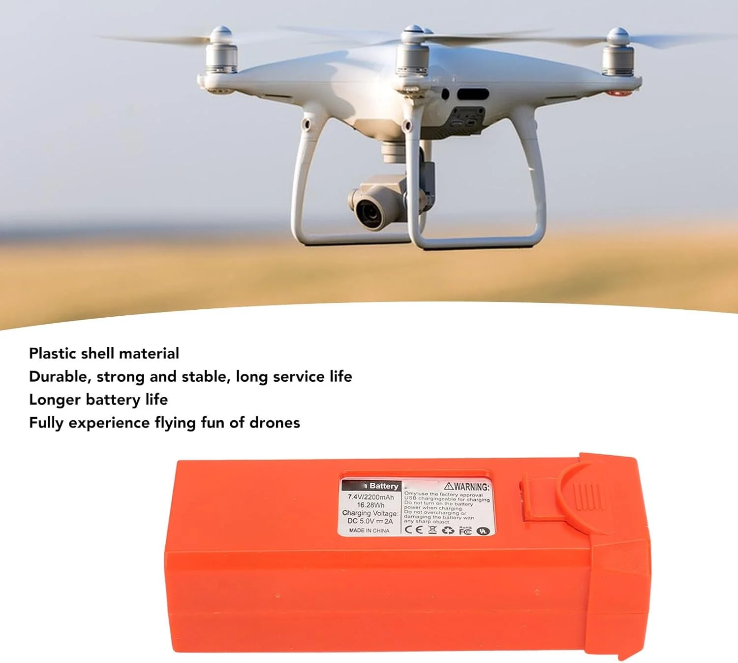 باتری لیتیومی 7.4 ولت 2200 میلی آمپر ساعت برای کوادکوپتر LYERC L900 PRO SE (نارنجی)