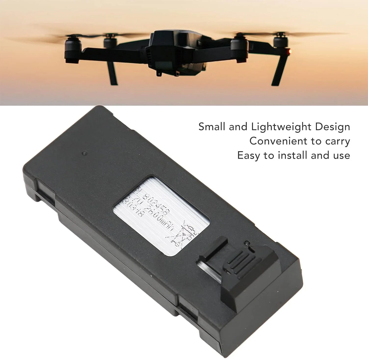 باتری جایگزین پهپاد RC مدل Bewinner، باتری پایدار 3.7 ولت 2600 میلی آمپر ساعتی UAV برای E88 E88PRO E88MAX E525 E99 E99PRO P1 P5PRO K3 S1 P8 (Bewinnerfouk2zc98h)