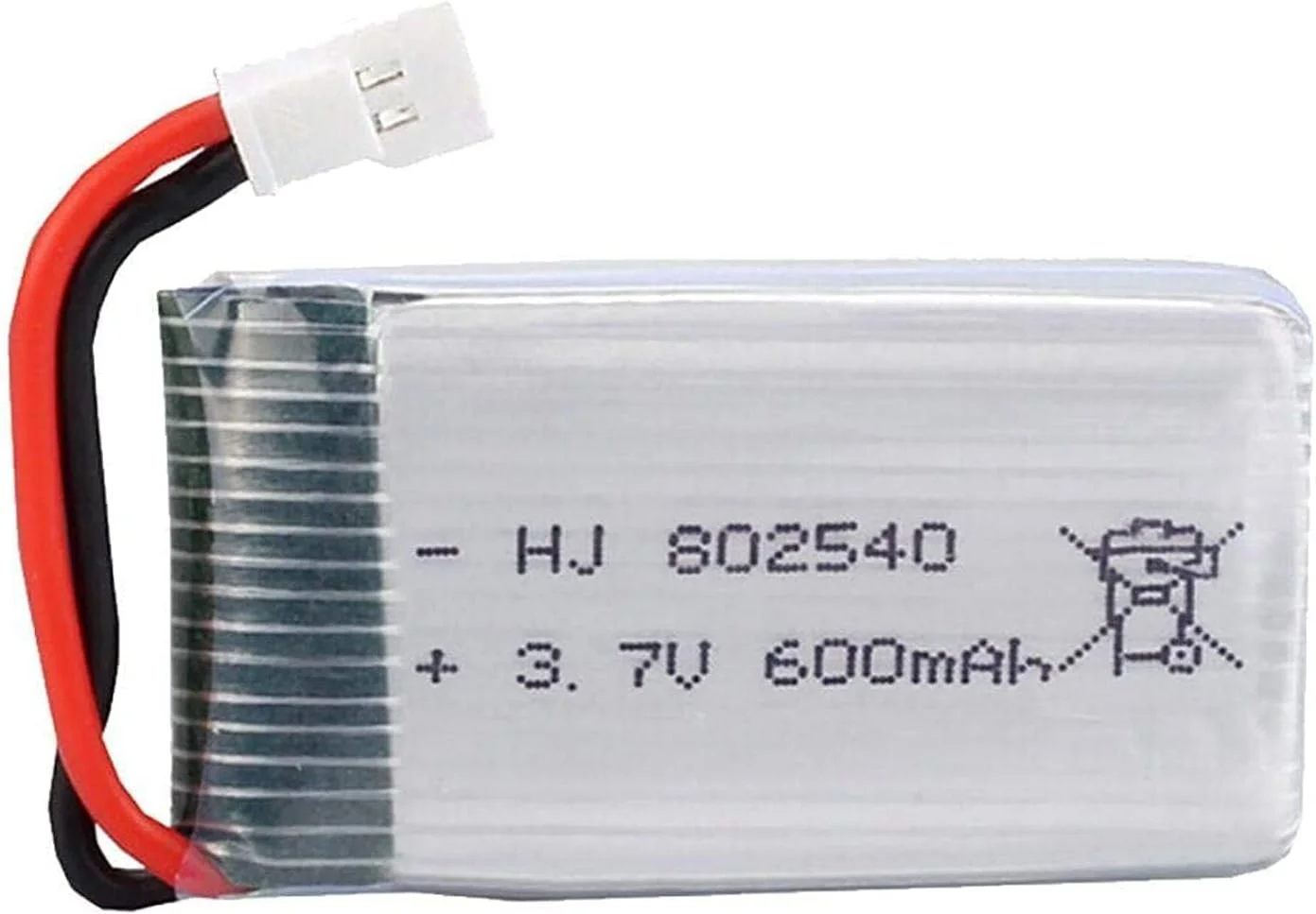 باتری لیتیوم پلیمری 600 میلی آمپر 3.7 ولت برای مدل های سازگار هلیکوپتر، کوادکوپتر و پهپاد